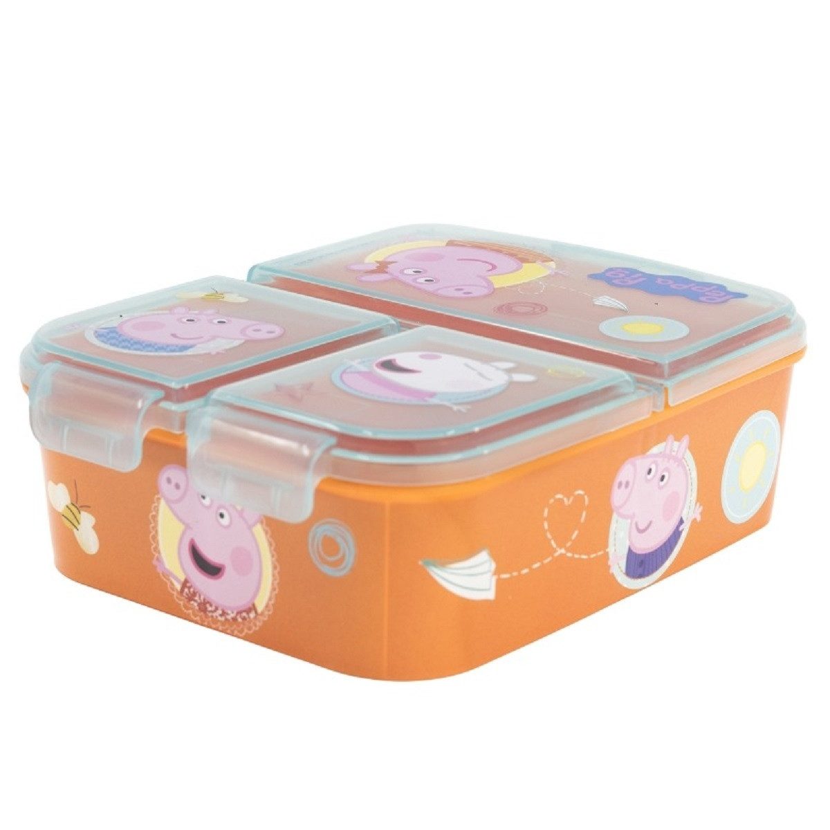 Stor Lunchbox Peppa Pig Kinder Brotdose Lunchbox 3 Fächern & tollem Design, (Set, 1x Deckel, 1x Lunchbox), Lunchbox