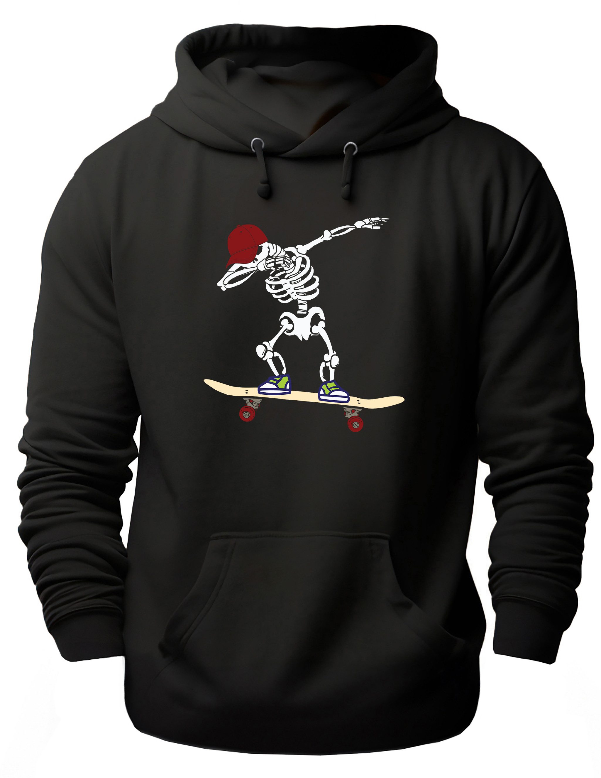 MyDesign24 Hoodie Herren und Damen Kapuzensweater - Skater Skelett Skater Pullover i519