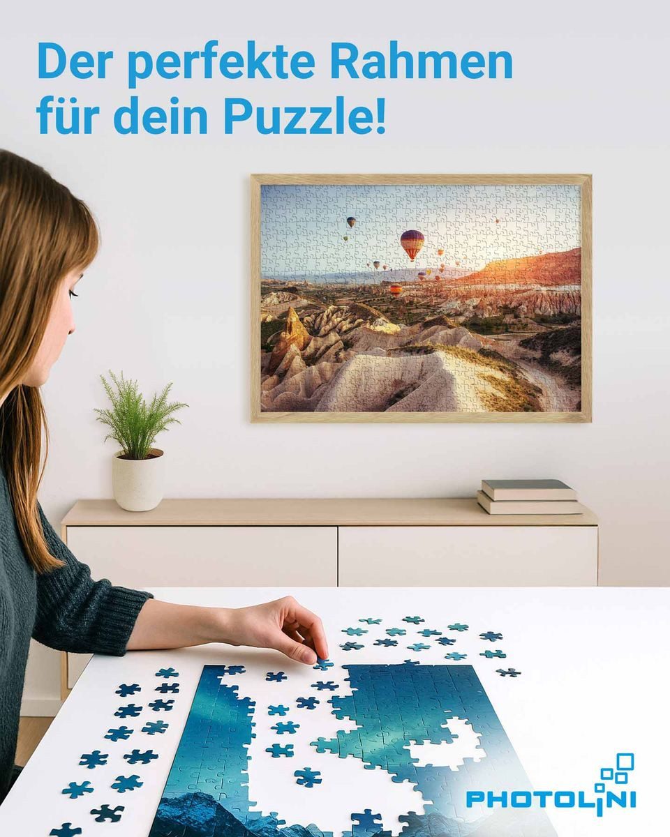 PHOTOLINI Bilderrahmen für Puzzle, Puzzlerahmen mit Acrylglas zum Aufhängen, für 1 Bilder (1 Einzelrahmen), 500-1.000 Teile im Endformat 50x70 cm