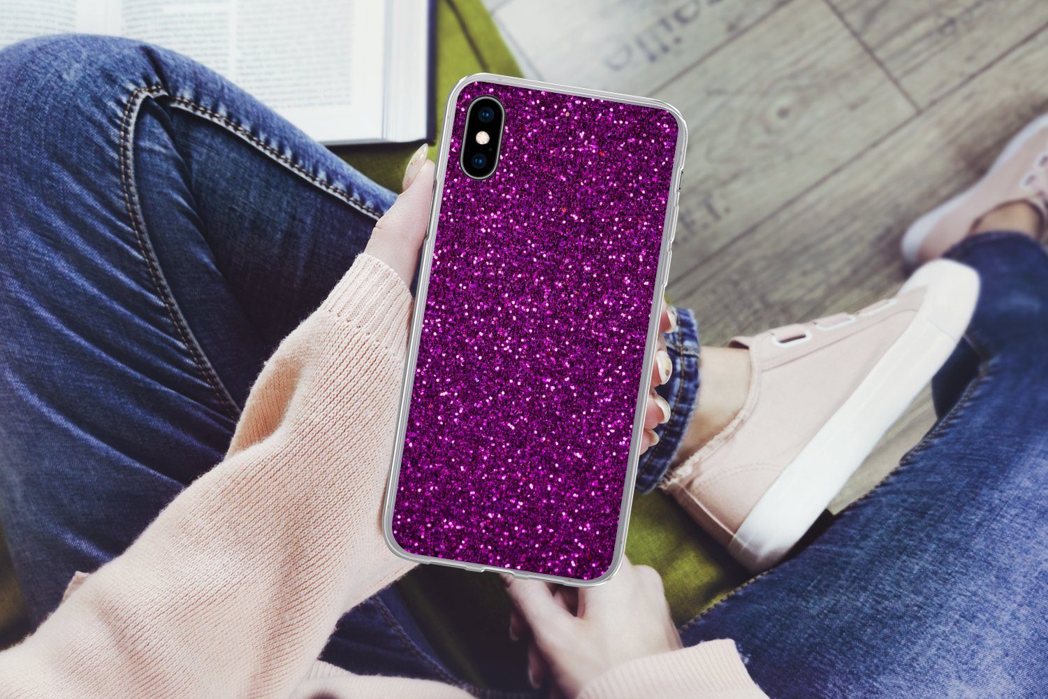 MuchoWow Handyhülle für Apple iPhone XS Lila - Rosa - Muster - Abstrakt, Smartphone-Bumper, Print, Handy Schutzhülle Dünn