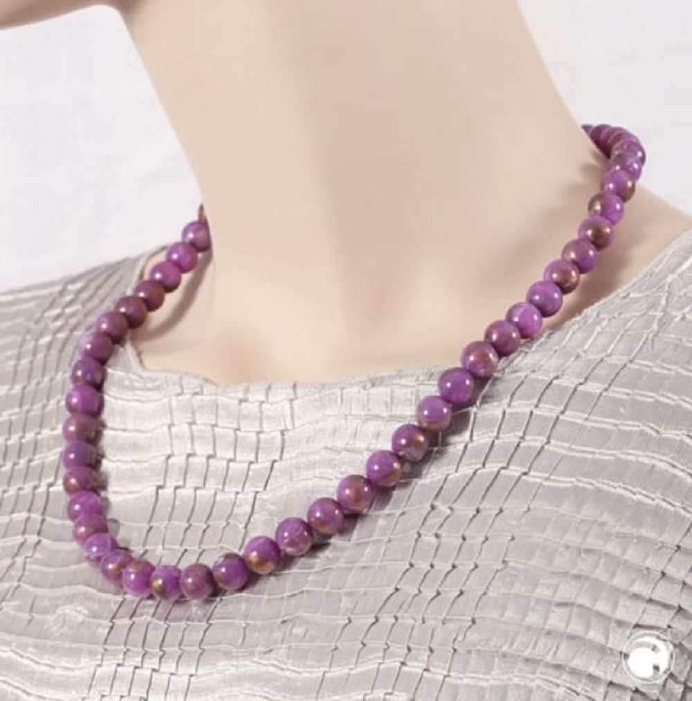 unbespielt Collier Kette Kunststoffperlen rund lila-marmoriert 55 cm, Modes günstig online kaufen