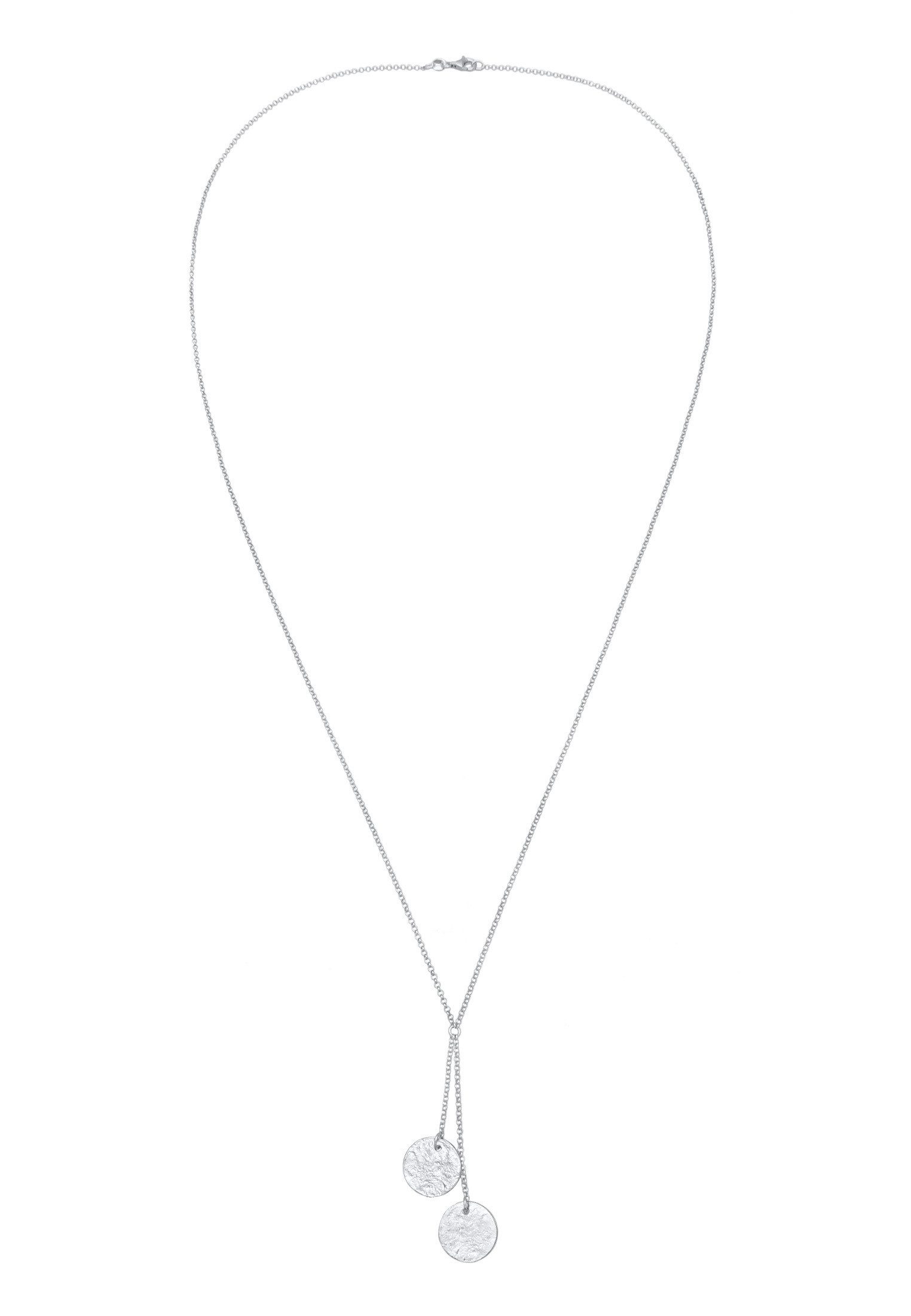 Elli Kette mit Anhänger Y-Kette Plättchen Coin Strukturiert 925 Silber, Plä günstig online kaufen