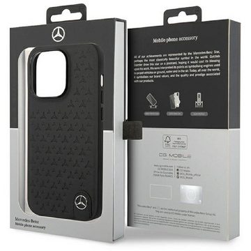 Mercedes Handyhülle Case iPhone 14 Pro Echtleder geprägt schwarz Logo 6,1 Zoll, Kantenschutz
