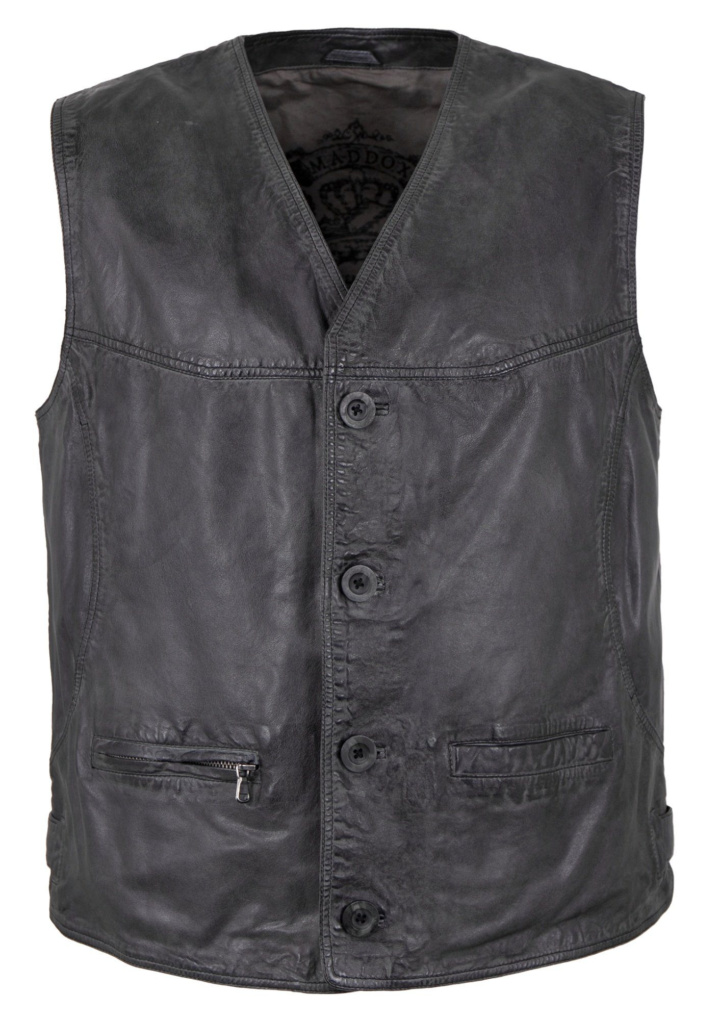 Maddox Lederweste Georgio Maddox - Herren Lederweste Weste Lammnappa anthra günstig online kaufen