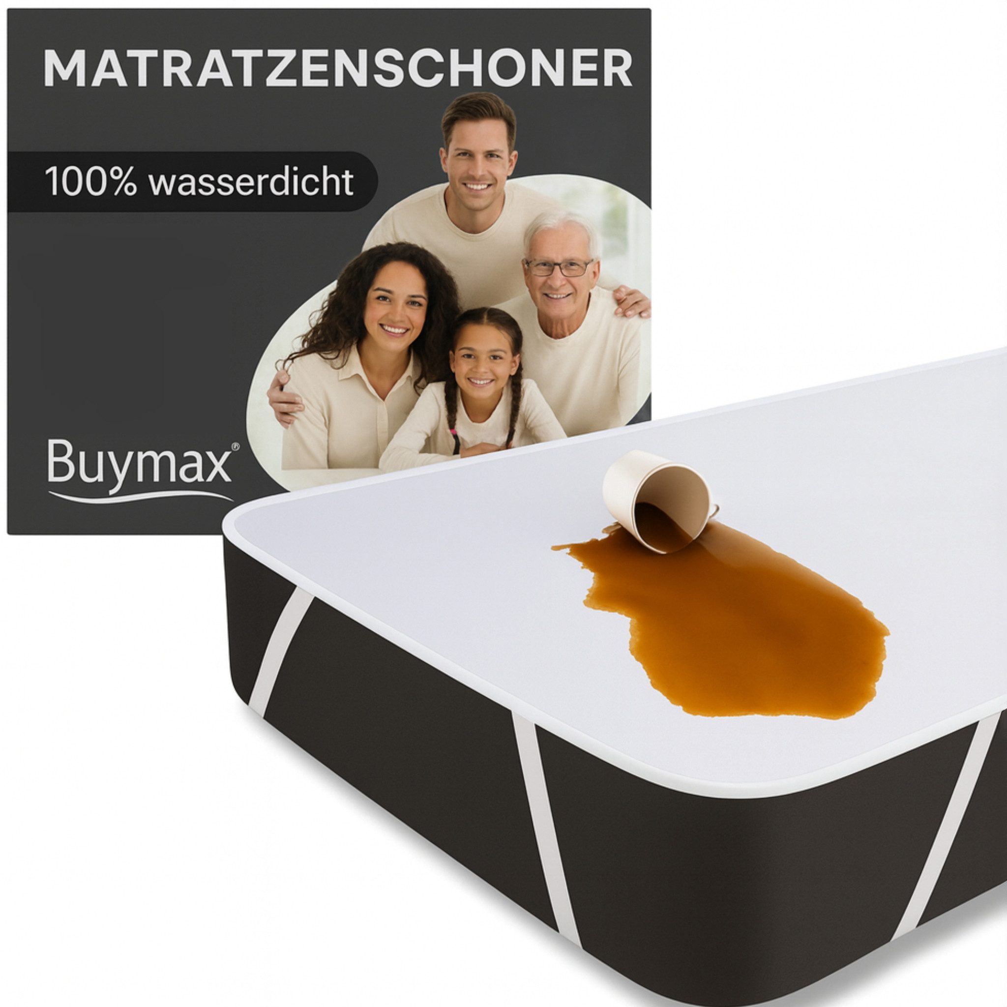Matratzenschoner Buymax, 100% Wasserdicht Matratzenschutzbezug, atmungsaktiv, bis 60° Waschbar