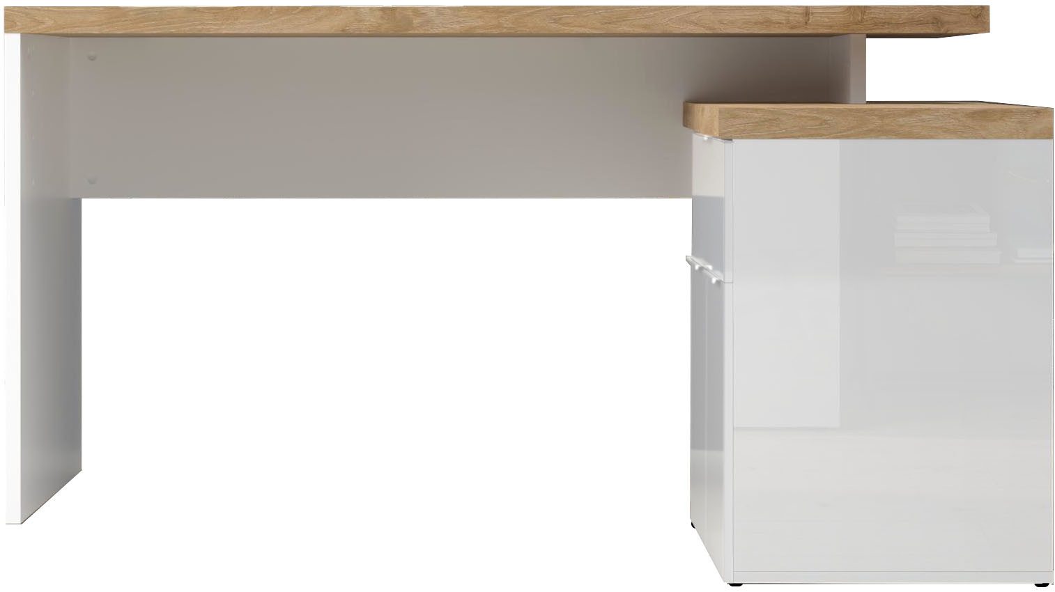 Home affaire Eckschreibtisch Easy, Computertisch – 38 mm Platte, perfekt fürs Büro & Homeoffice, Breite/Tiefe 138/132 cm, Schubkasten mit Selbsteinzug u. Dämpfung