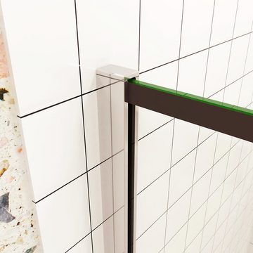 duschspa Duschwand Walk in Dusche 190cm ESG Glaswand mit Milchstreifen Trennwand, Einscheibensicherheitsglas, Sicherheitsglas, (Set), Glas, Nano Glas