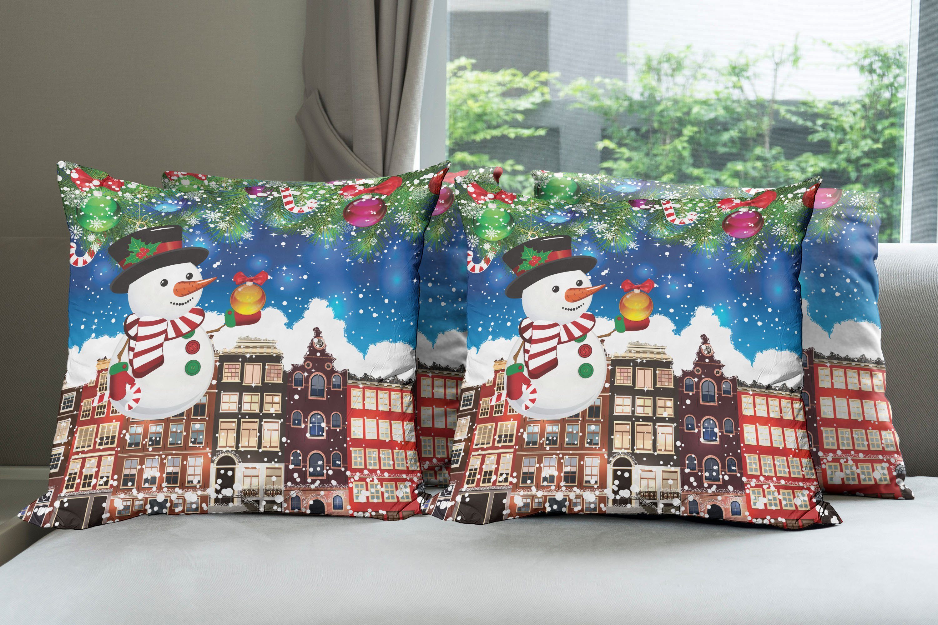 Abakuhaus Snowy Stück), Weihnachten Digitaldruck, Modern Stadtstraße Kissenbezüge Doppelseitiger Accent (4