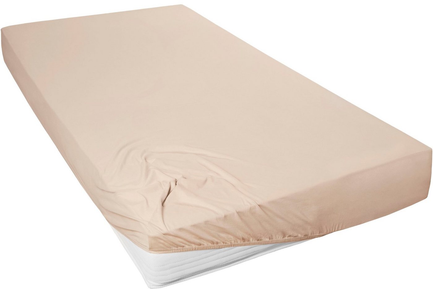 Primera Spannbettlaken Mako-Feinjersey Spannbetttuch, Mako-Jersey, Gummizug: rundum, (1 Stück), Geeignet für Standardmatratzen bis 22 cm, 100% Baumwolle