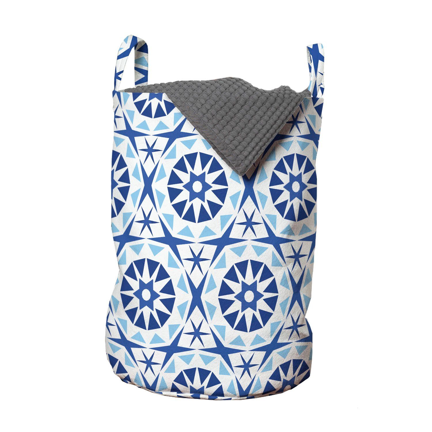 Griffen Wäschesäckchen Kordelzugverschluss Wäschekorb für Blauer Blumen-Motiv Abakuhaus mit Waschsalons, Abstrakte Mandala
