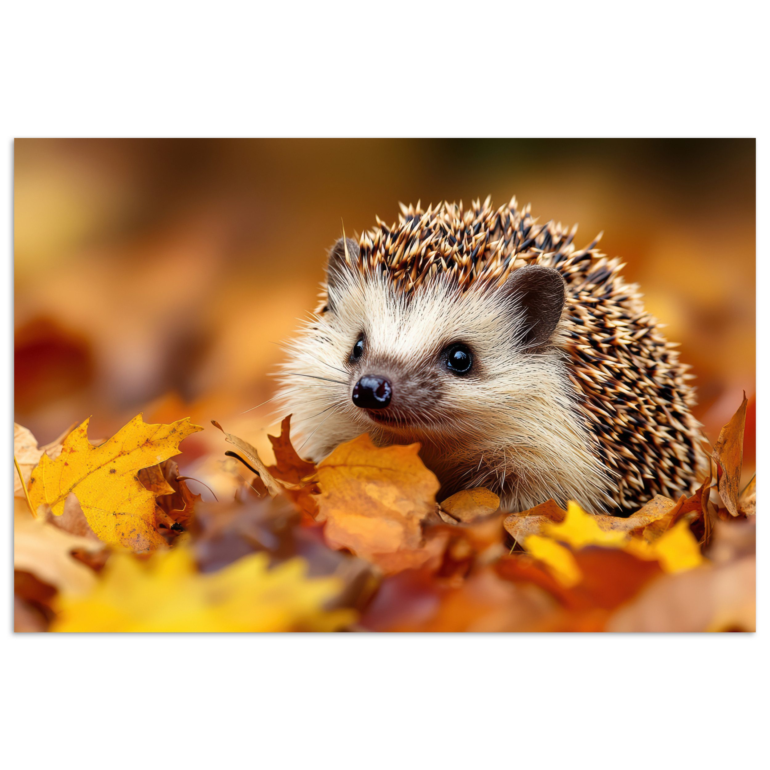 MuchoWow Poster Igel - Wald - Herbstlaub - Herbst - Waldtiere - Natur, (1 S günstig online kaufen