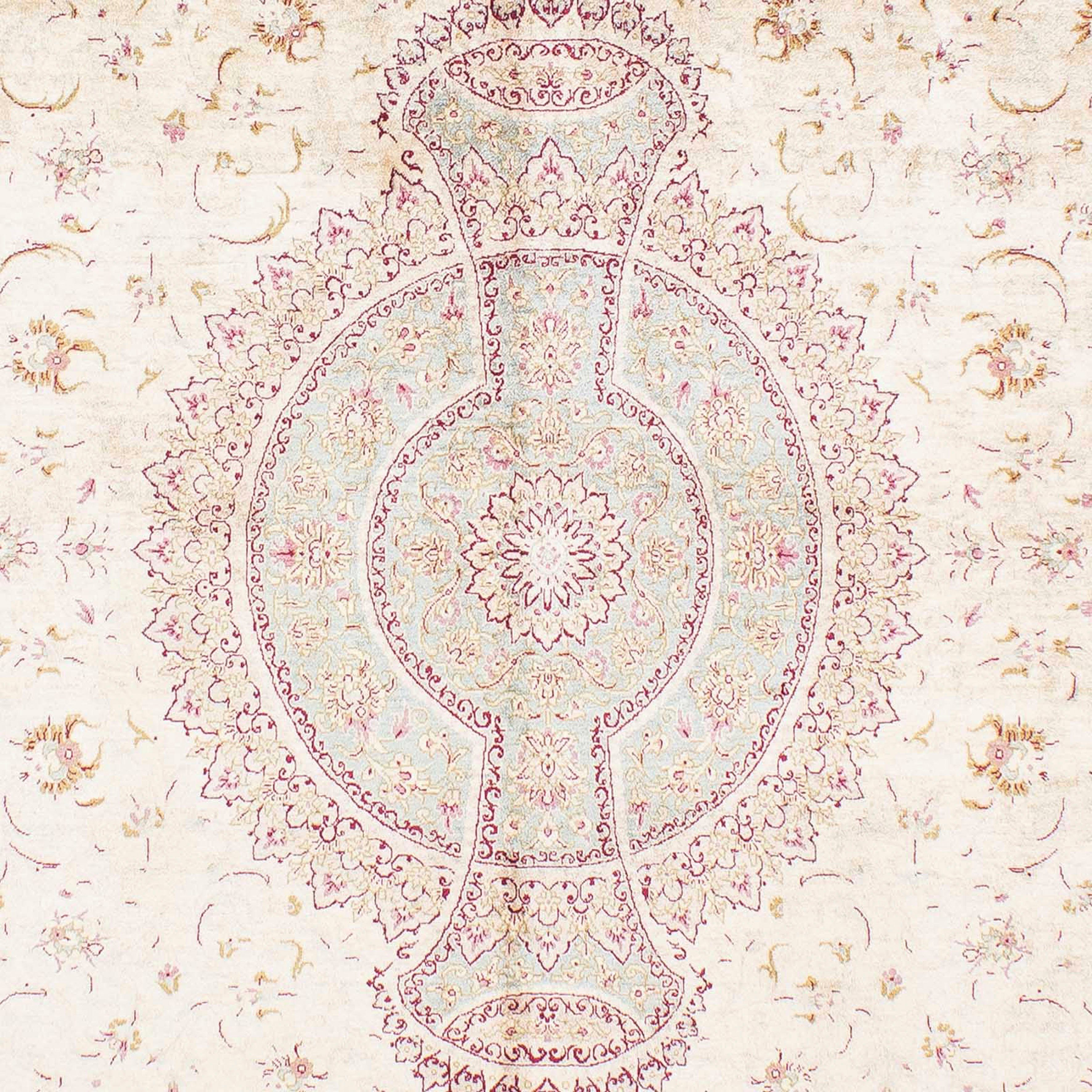 Orientteppich Perser - Einzelstück Höhe: Zertifikat rechteckig, - beige, mm, 158 Handgeknüpft, mit morgenland, Ghom x Wohnzimmer, cm - 10 233