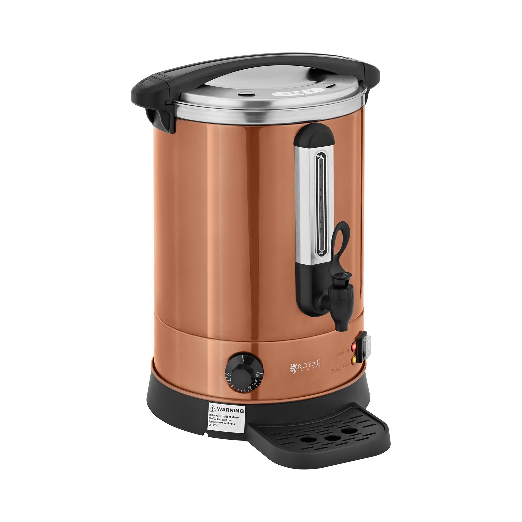 Royal Catering Heißwasserspender Edelstahl Heißgetränkespender für Kaffee Tee Glühwein Gastro 30-110°C, 13.5 l, 2500 W, verschiedene Größen