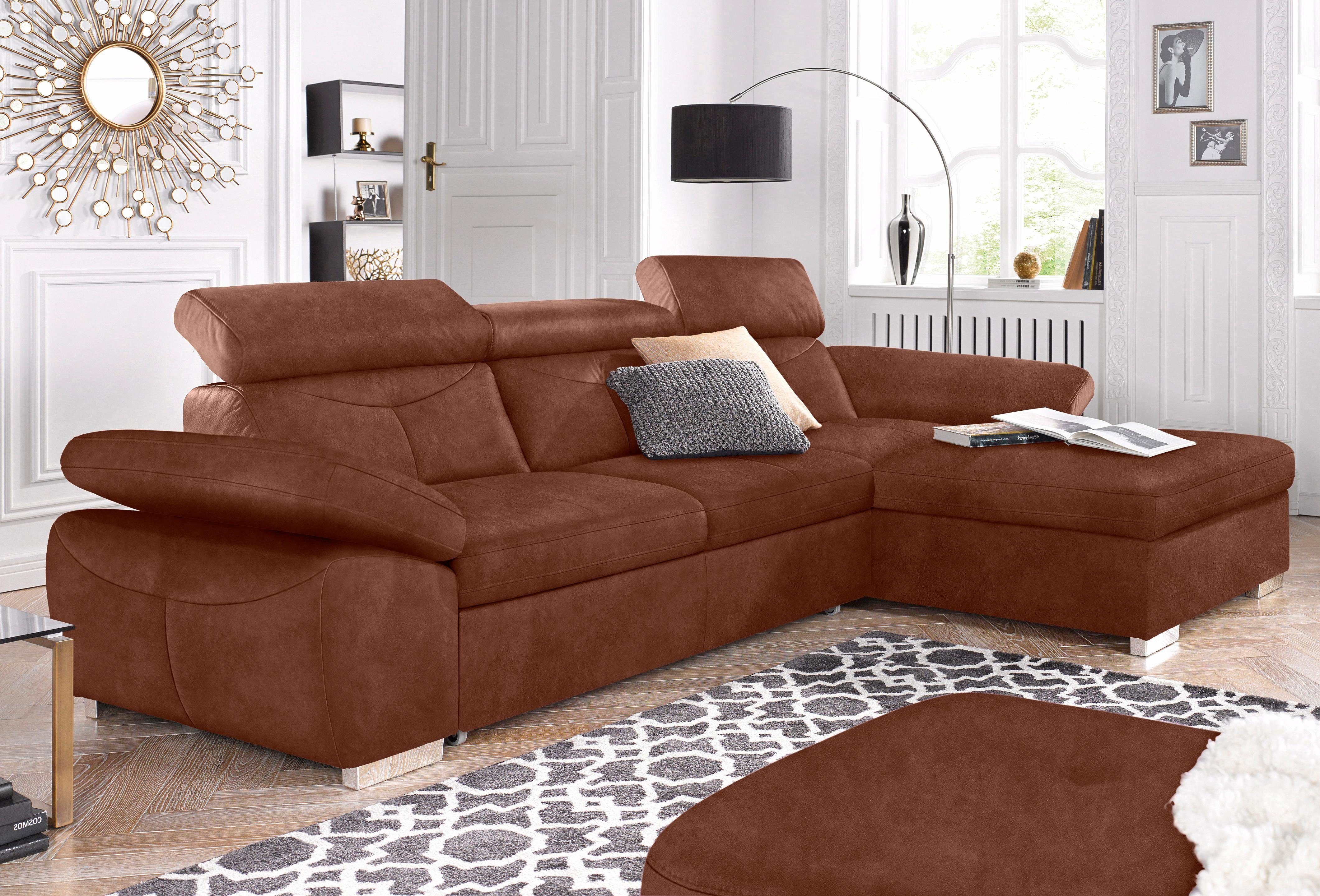 exxpo - sofa fashion Ecksofa Spring, super bequem, mit Armteil- und Kopfteilfunktion, mit Bettfunktion & Bettkasten, Luxus-Microfaser +Simply Clean!