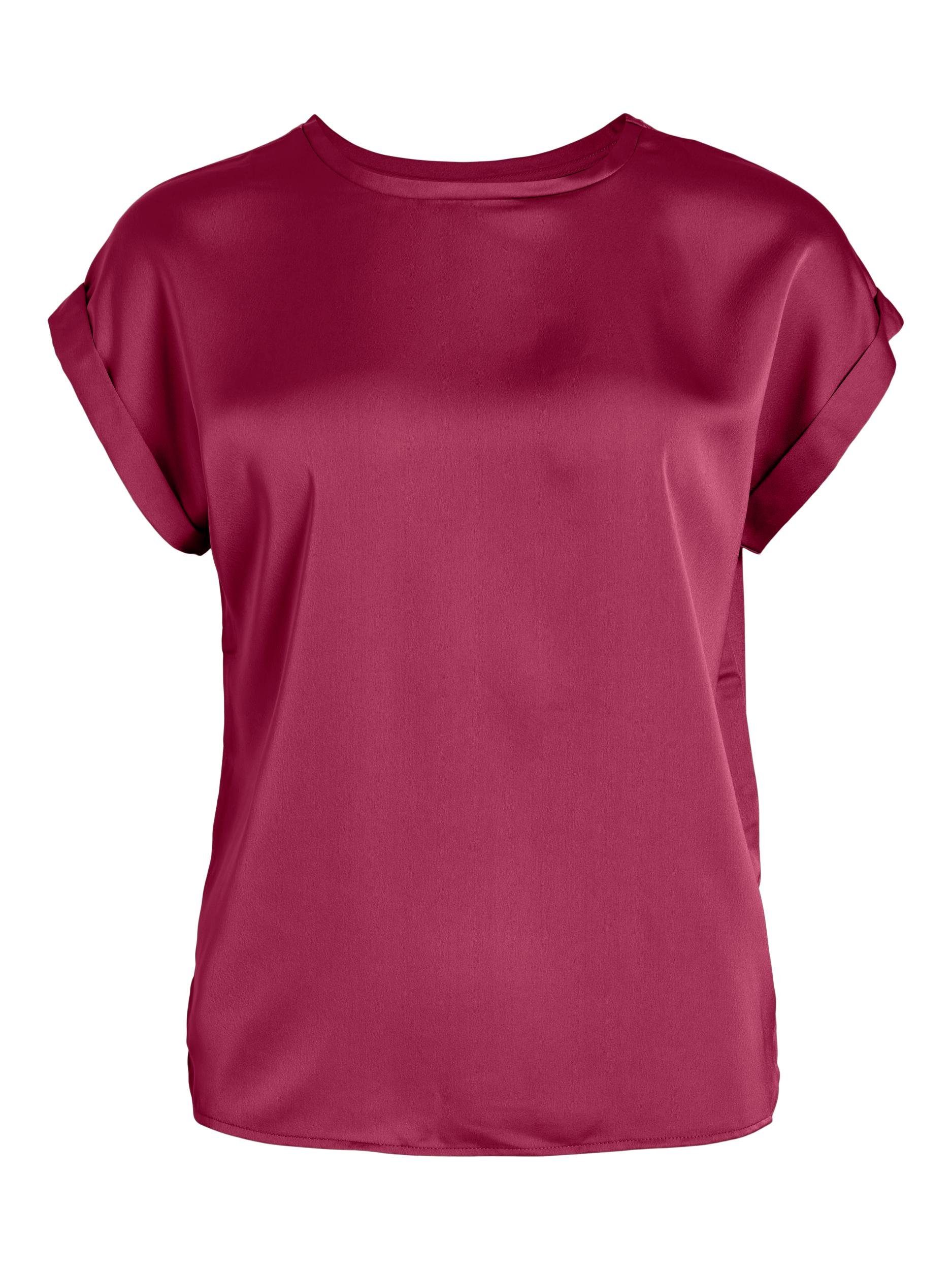 TOP - NOOS Optik Vila Beet SATIN Red S/S Kurzarmshirt Satin VIELLETTE