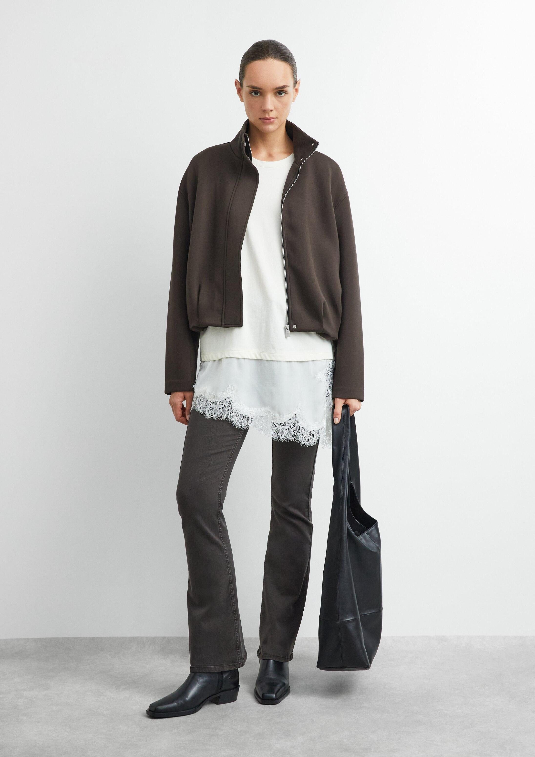 comma Kurzarmshirt T-Shirt Asymmetrisches T-Shirt mit Spitze – Bild 5 von 5
