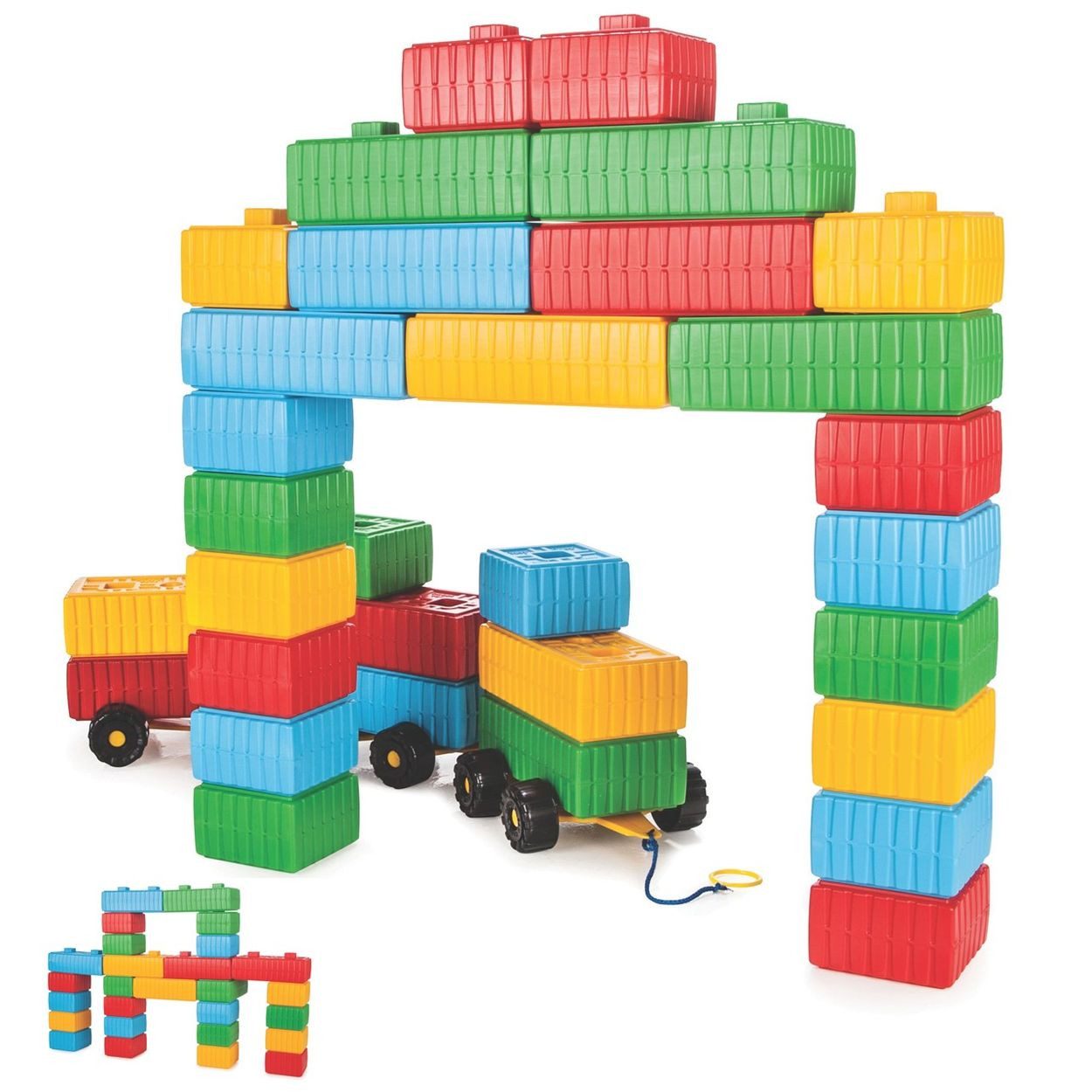Pilsan Brick Block 03251 Konstruktions-Spielset, (43 St), 43 Teile, große bunte Elemente, Kunststoff, Einstieg ab 3 Jahren