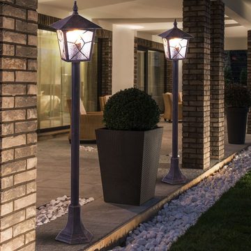 etc-shop LED Außen-Stehlampe, Leuchtmittel inklusive, Warmweiß, 2er Set Steh Leuchten Außen Bereich Beleuchtung Stand Laternen im Set