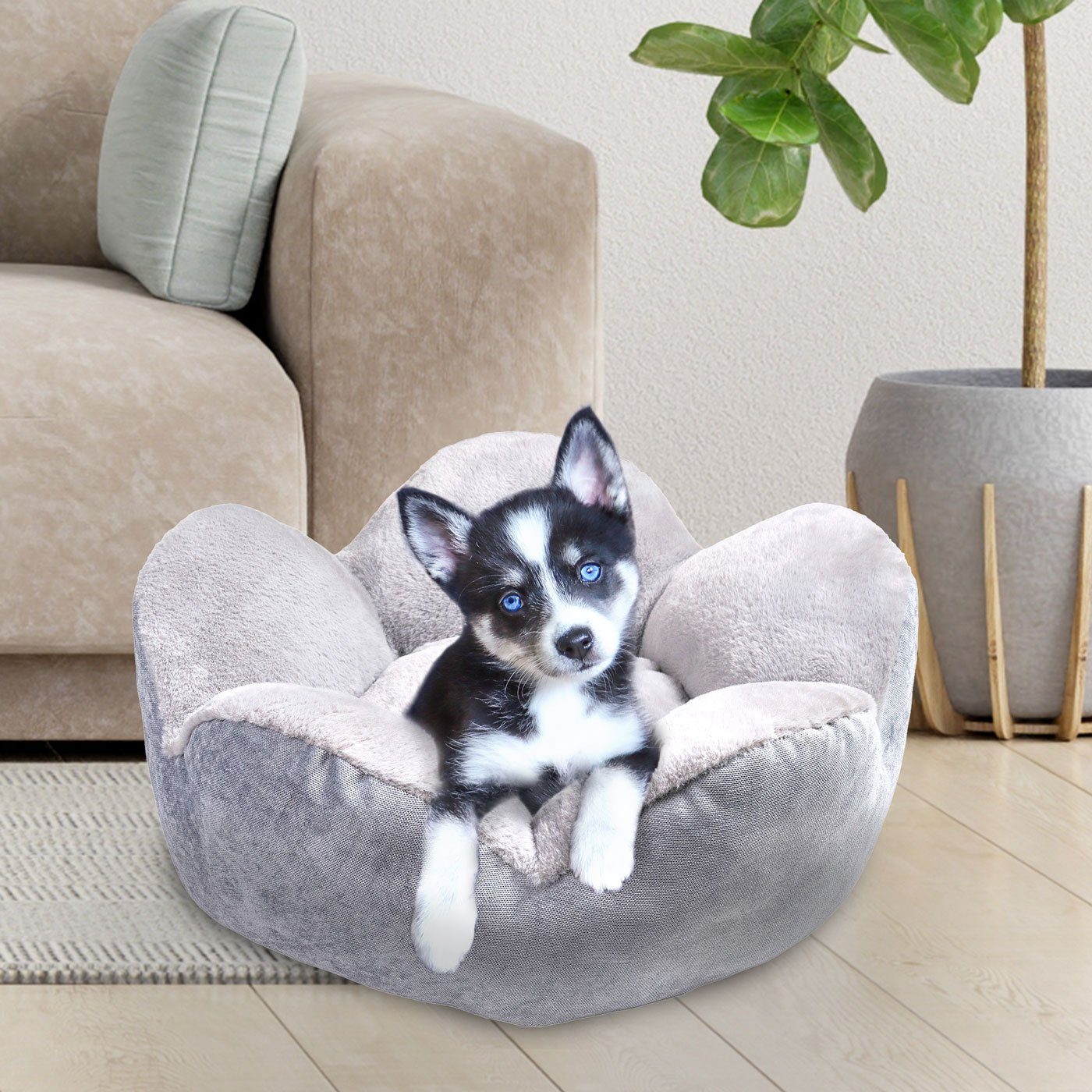 Wahre Tierliebe Tierbett - Blume - Premium Bett für Hunde/ Katzen - 2in1 zum umstülpen