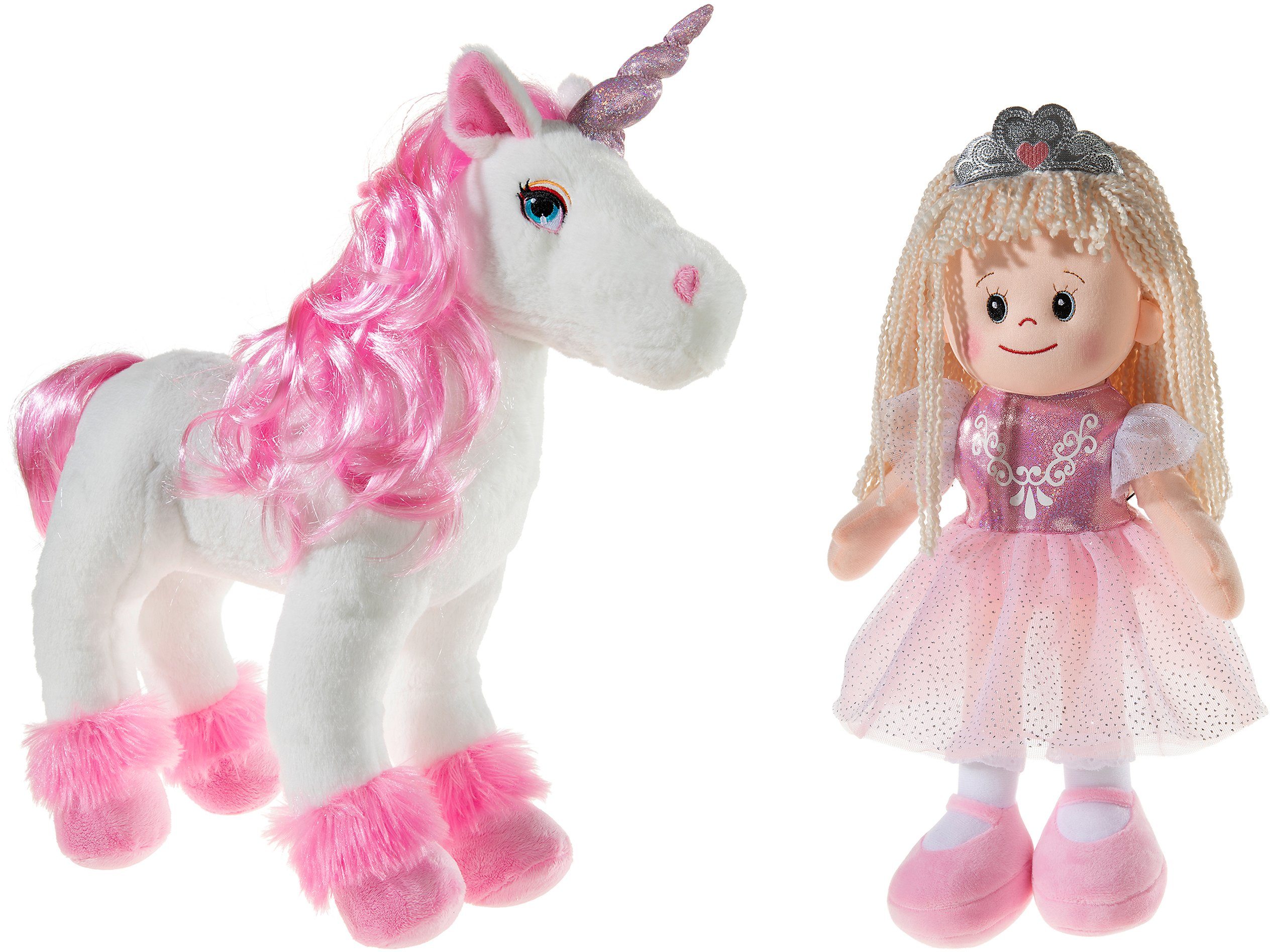 Heunec® Kuscheltier Einhorn und Prinzessin 40cm (Set, 2-St)