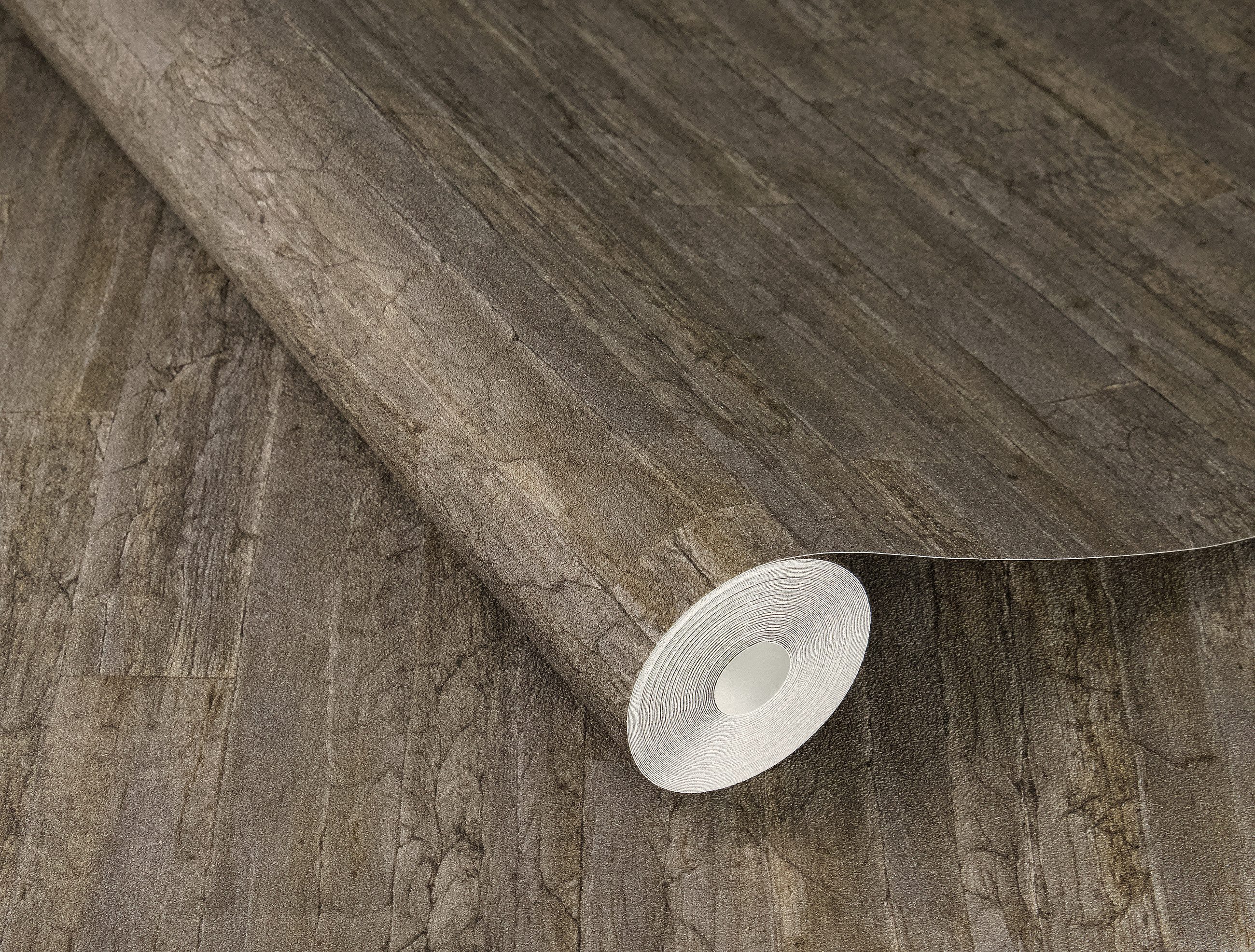 Rasch Vliestapete Holzoptik - Vinyltapete Grau, Holzoptik, Naturoptik, Vintage-Optik, (1 Rolle, 1 St., 10,05 m x 0,53 m), gute Lichtbeständigkeit, feucht abwischbar, restlos abziehbar
