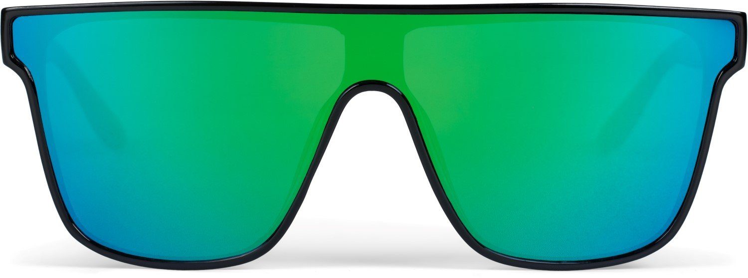 Glas / styleBREAKER Gestell Schwarz verspiegelt (1-St) Sonnenbrille Verspiegelt Grün-Blau