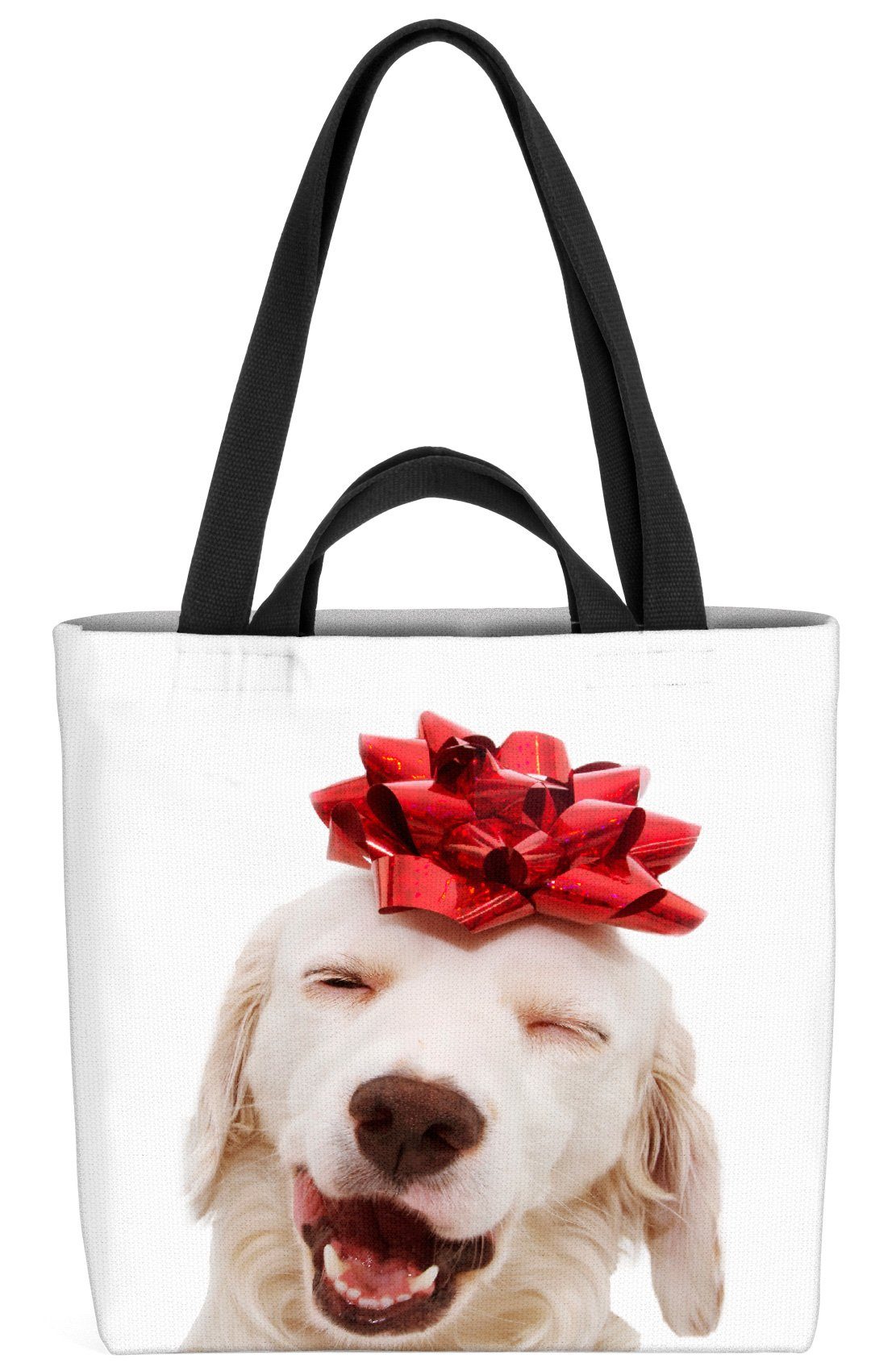 Schleife Hund Geweih Haustier Geschenk Rentier Winter (1-tlg), Henkeltasche VOID Weihnachte Hund
