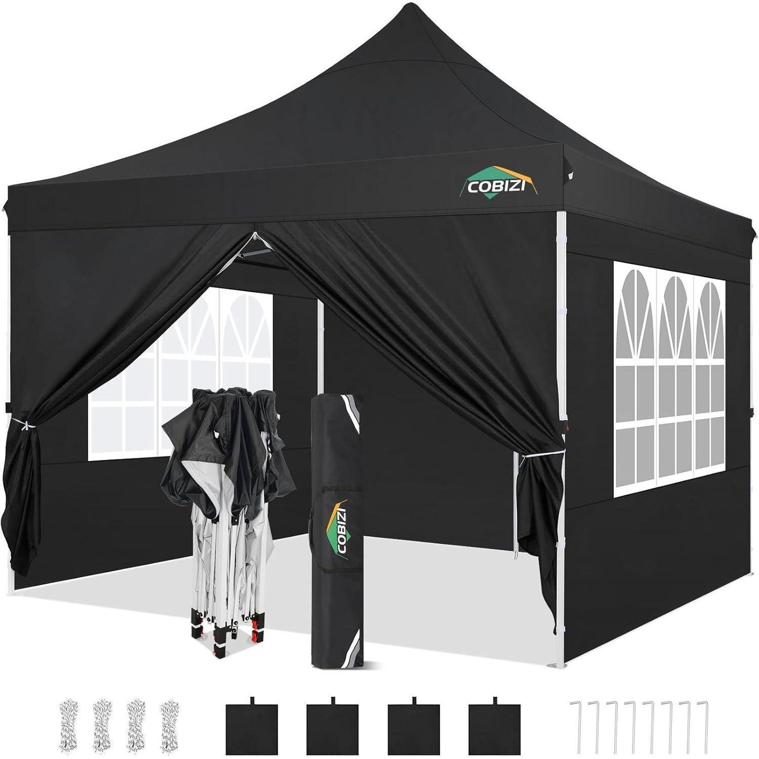 LuxusKollektion Faltpavillon Faltpavillon 3x3m Wasserdicht Stabil Schwarz 3x3 mit 4 Seitenteilen