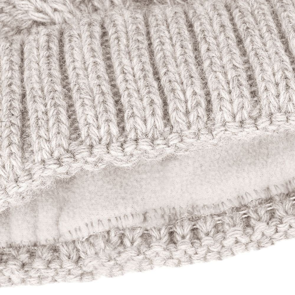 Neverless Bommelmütze Damen Strick-Mütze Fell-Bommel Kunstfell Bommelmütze Fleece-Futter Her