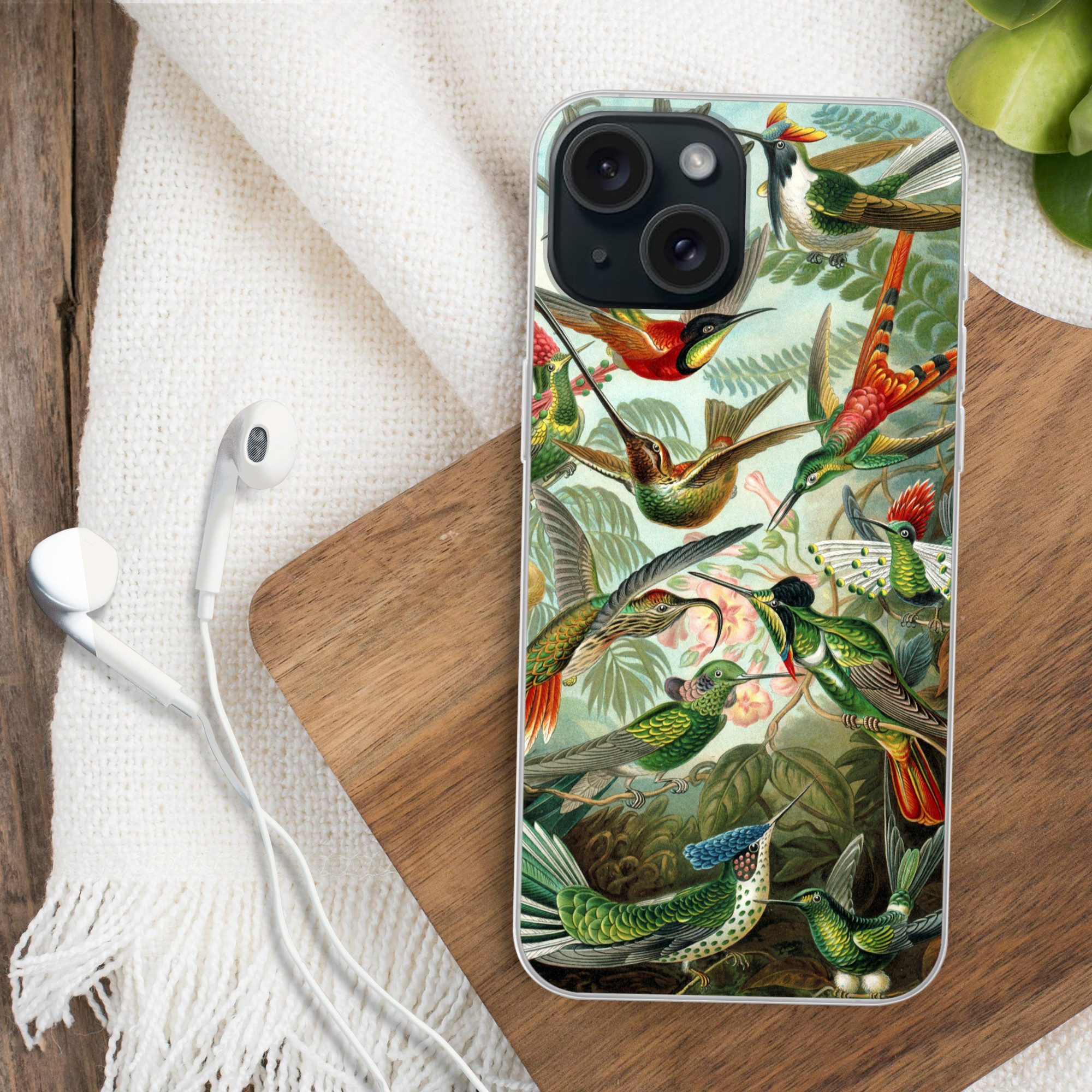 MuchoWow Handyhülle für Apple iPhone 15 Trochilidae - Alte Meister - Kunst, Smartphone-Bumper, Print, Handy Schutzhülle Dünn