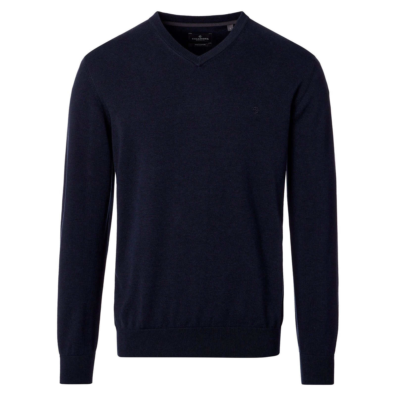 CASAMODA Rundhalspullover CasaModa Übergrößen Pullover dunkelblau melange
