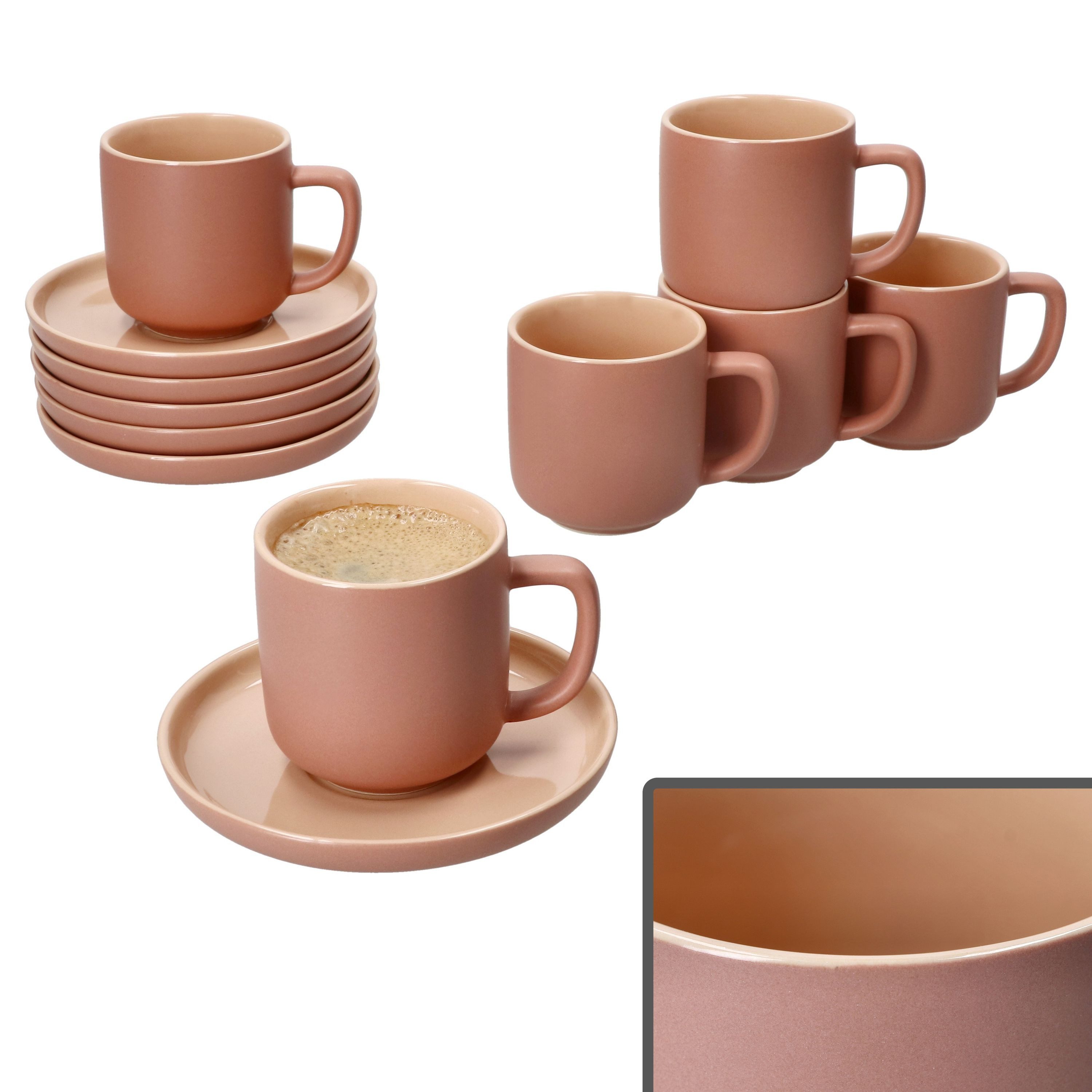 Tasse Ritzenhoff 6er Set Jasper Espressotassen mit Untertassen Puder