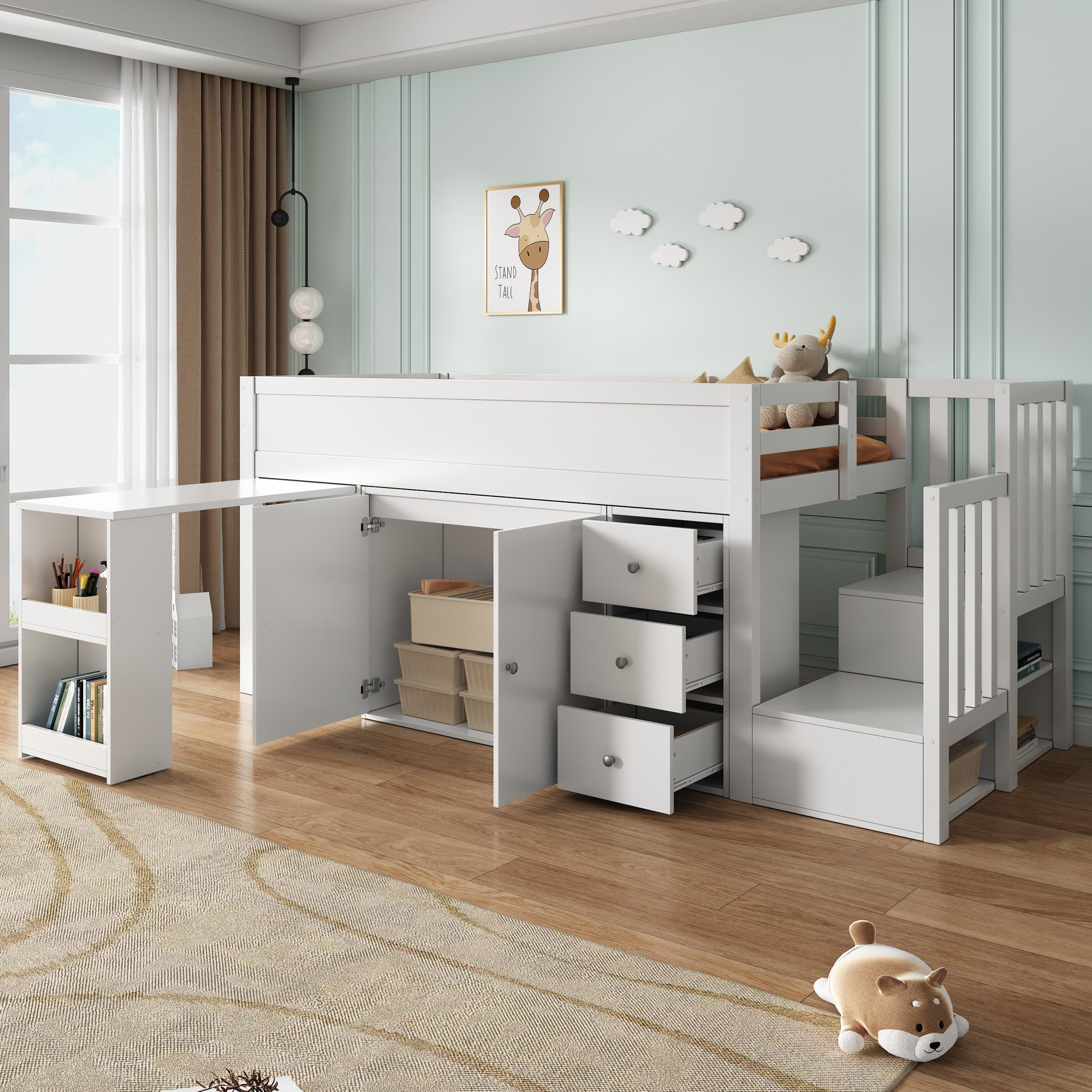 Merax Hochbett Holz Kinderbett 90x200cm mit günstig online kaufen