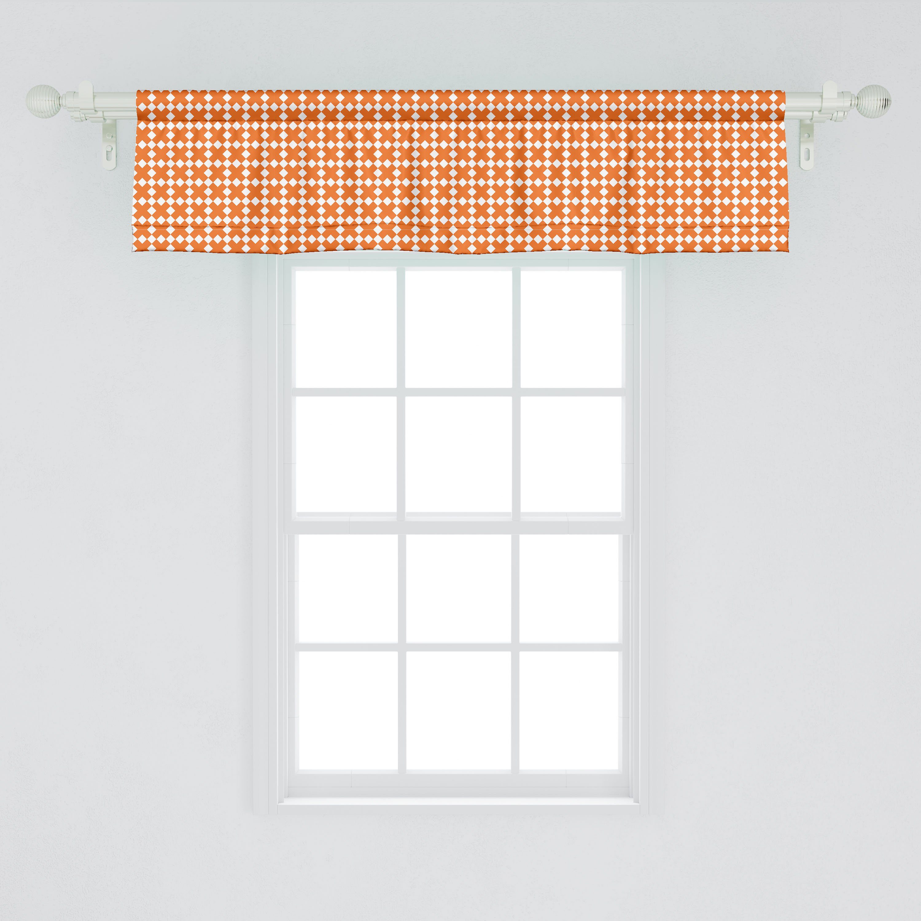 Schlafzimmer mit für Stangentasche, Microfaser, Motiv Volant Küche Scheibengardine Vorhang Geometrisch Abakuhaus, Dekor Quadrate und X Forms