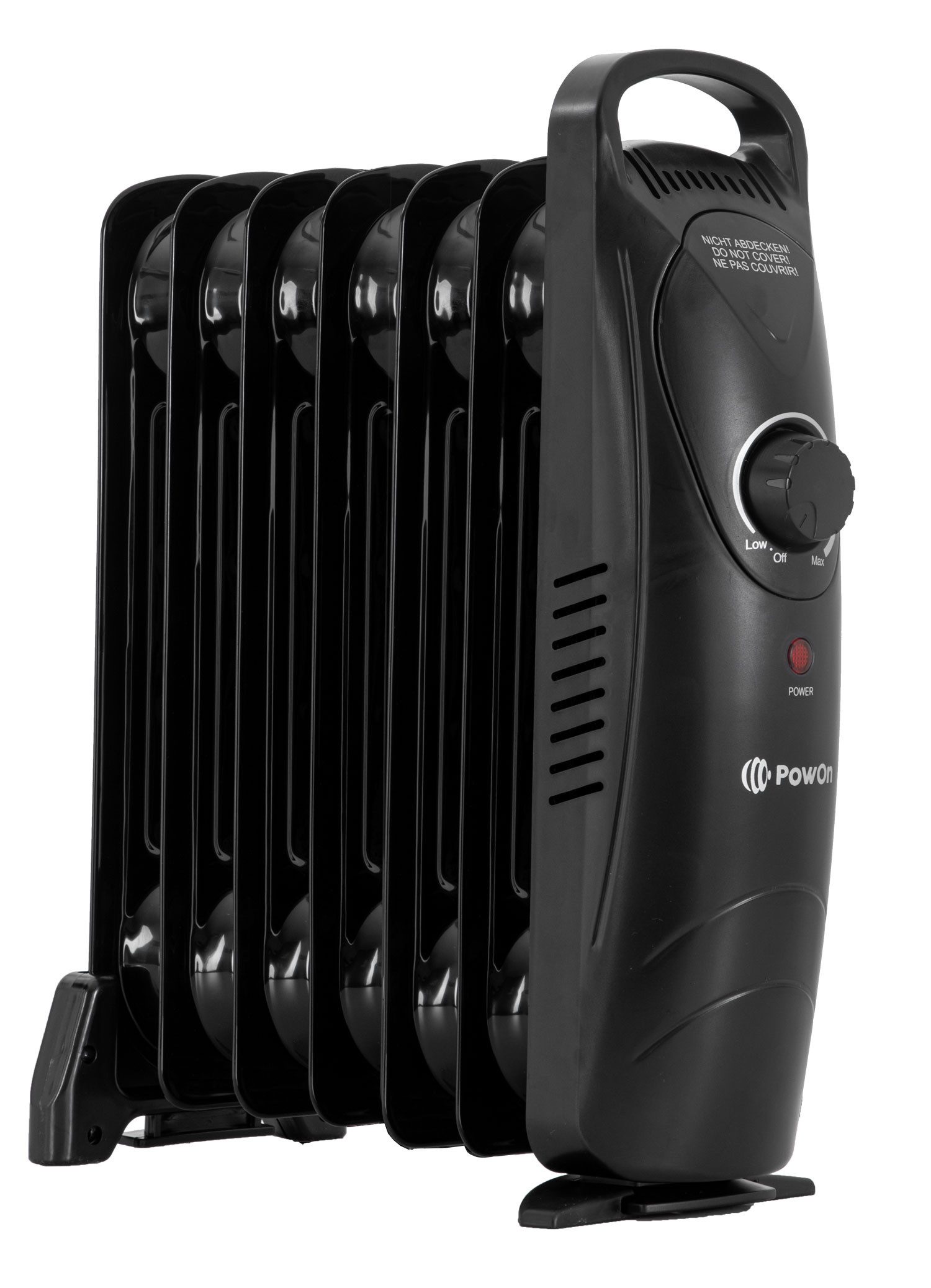 PowOn Ölradiator 600 Watt - Mobiler Elektro Heizkörper 7 Rippen - Elektroheizung Klein, Sparsame Zusatzheizung für kleine Räume - Mini Radiator Elektrisch