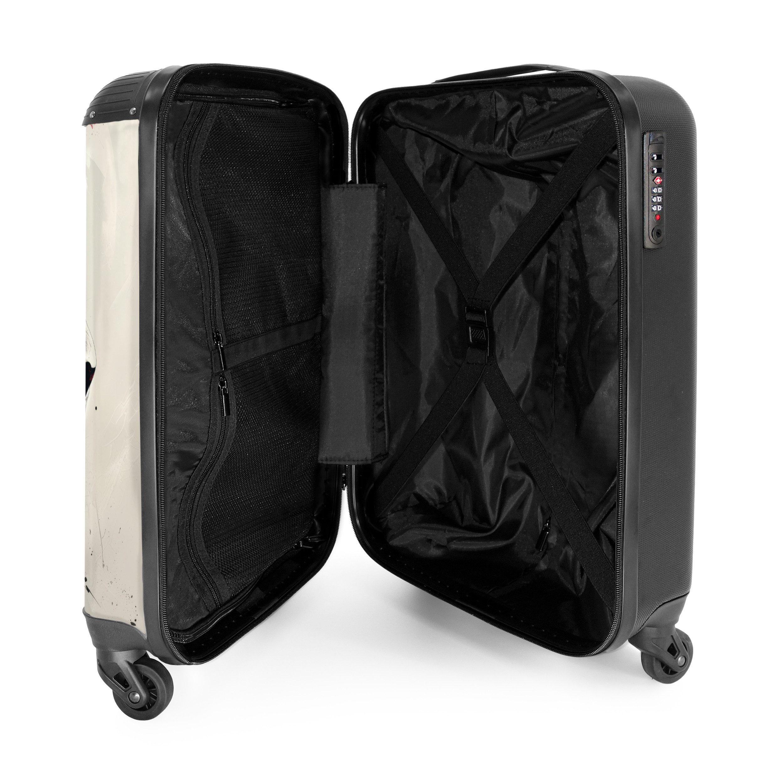 NoBoringSuitcases.com© Hartschalen-Trolley Schwarzer und weißer Löwe mit roter Farbe 55x35x20cm, Reisekoffer mit 4 Rollen, Carry on luggage, Männer – Bild 4 von 5