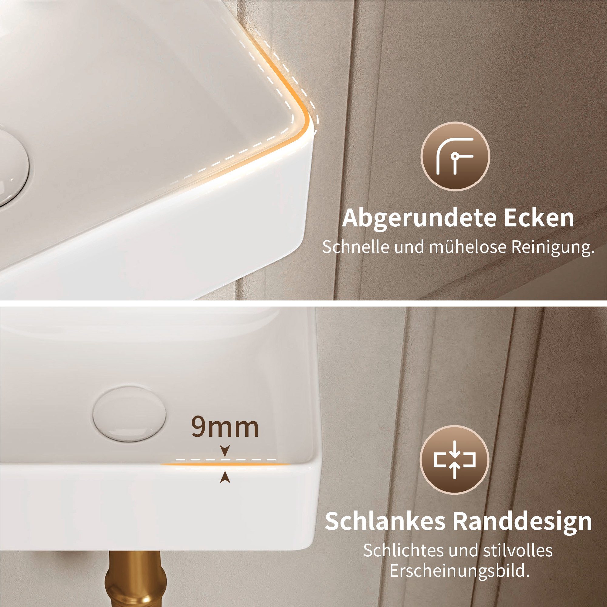 DeerValley Waschbecken Kleines Waschbecken für Gäste-WC zur Wandmontage (Set, Mit Waschbecken und Ablaufgarnitur, ohne Wasserhahn)
