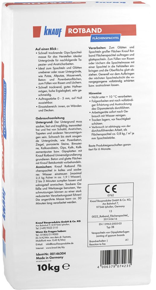 KNAUF Spachtelmasse Knauf Rotband Flächenspachtel 10 kg