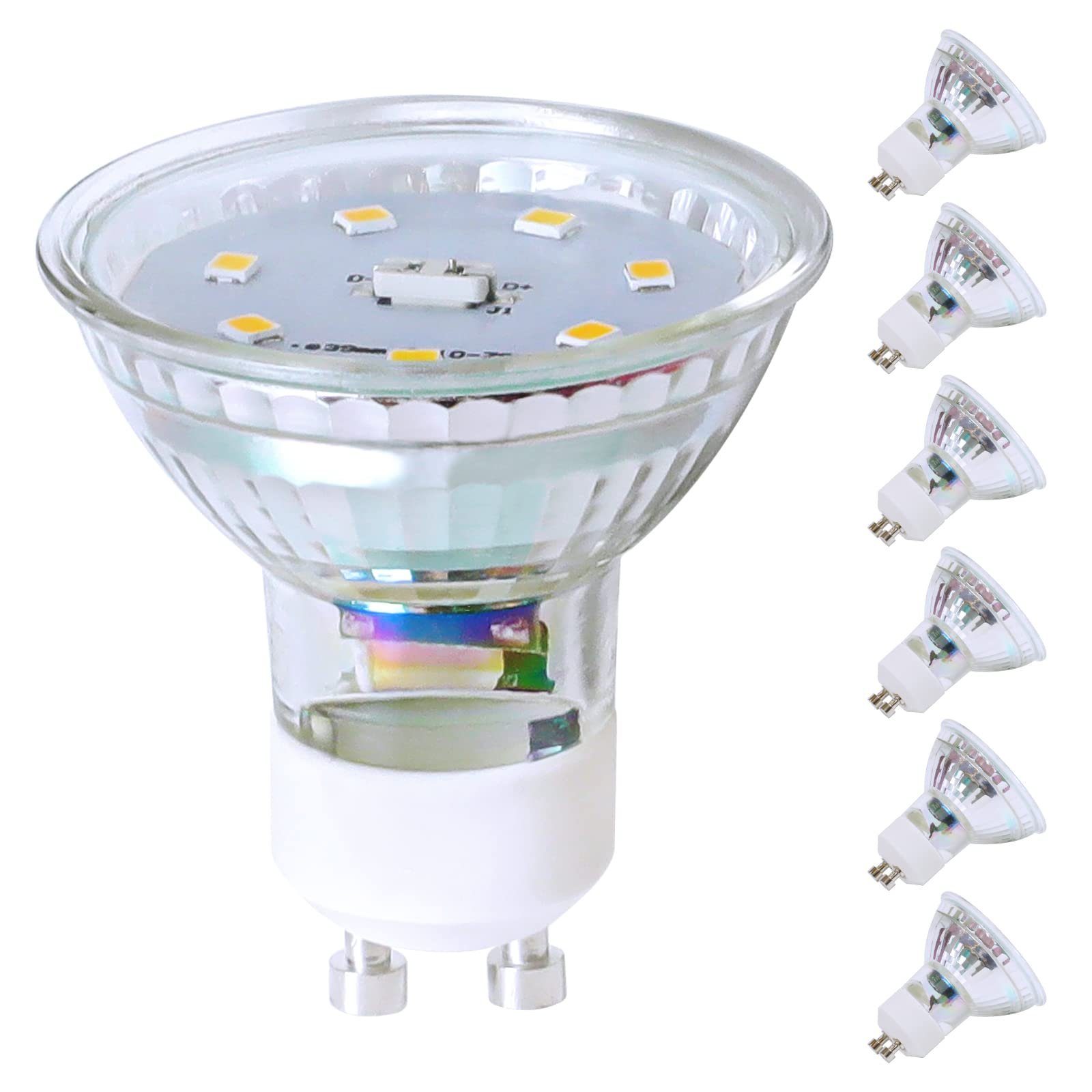 ZMH LED-Leuchtmittel 5W Energiesparlampe Abstrahlwinkel 110° Spot Reflektor Birne, GU10, 6 St., Neutralweiß, 4000K