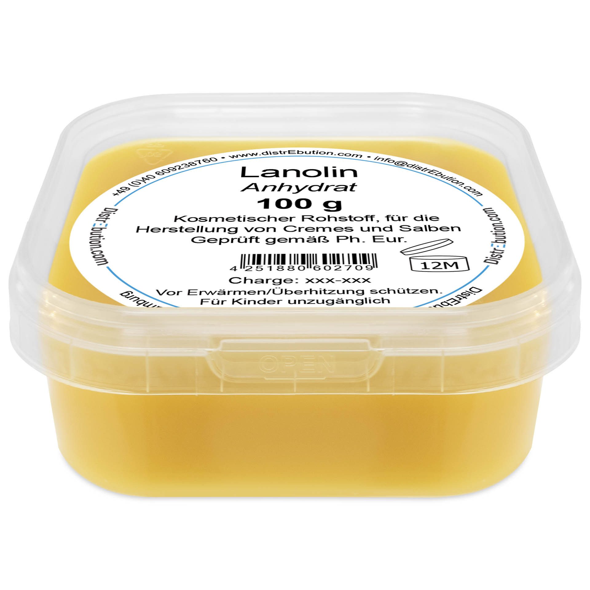 DistrEbution Körperpflegemittel Lanolin Anhydrat natürliche Hautpflege, pestizidfreies Wollwachs, Geruchsarm