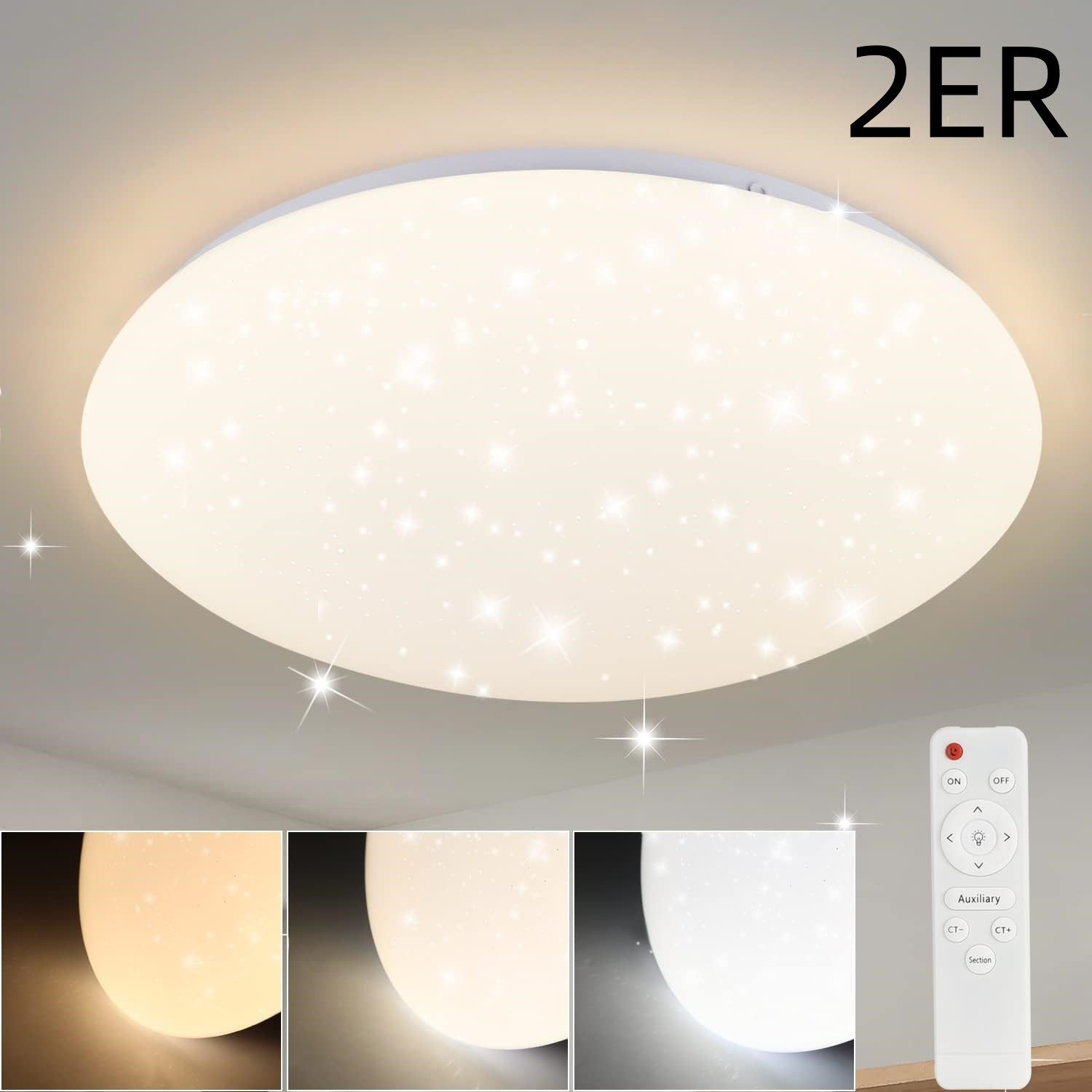 ZMH LED Deckenleuchte Whonzimmer Rund Deckenlampe Modern Sternhimmel Schlaf günstig online kaufen