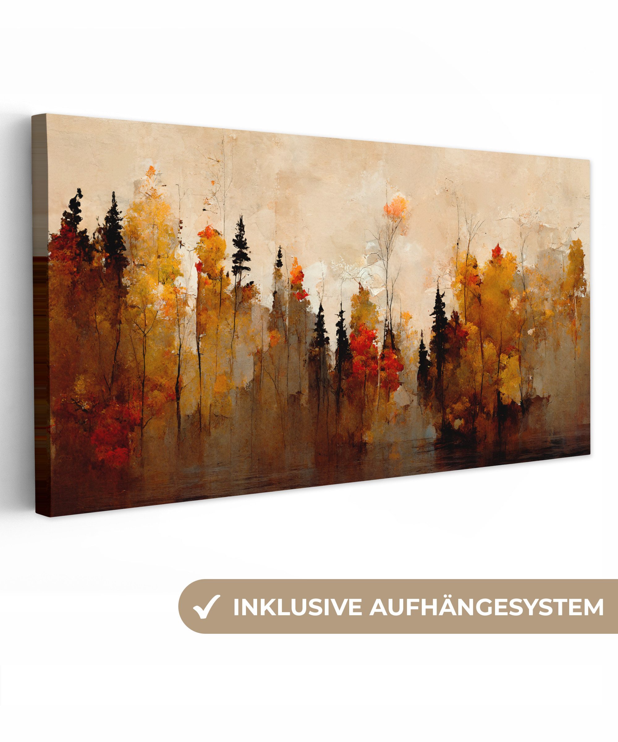 OneMillionCanvasses® Leinwandbild Panorama Natur - Bäume - Kunst - Braun - günstig online kaufen