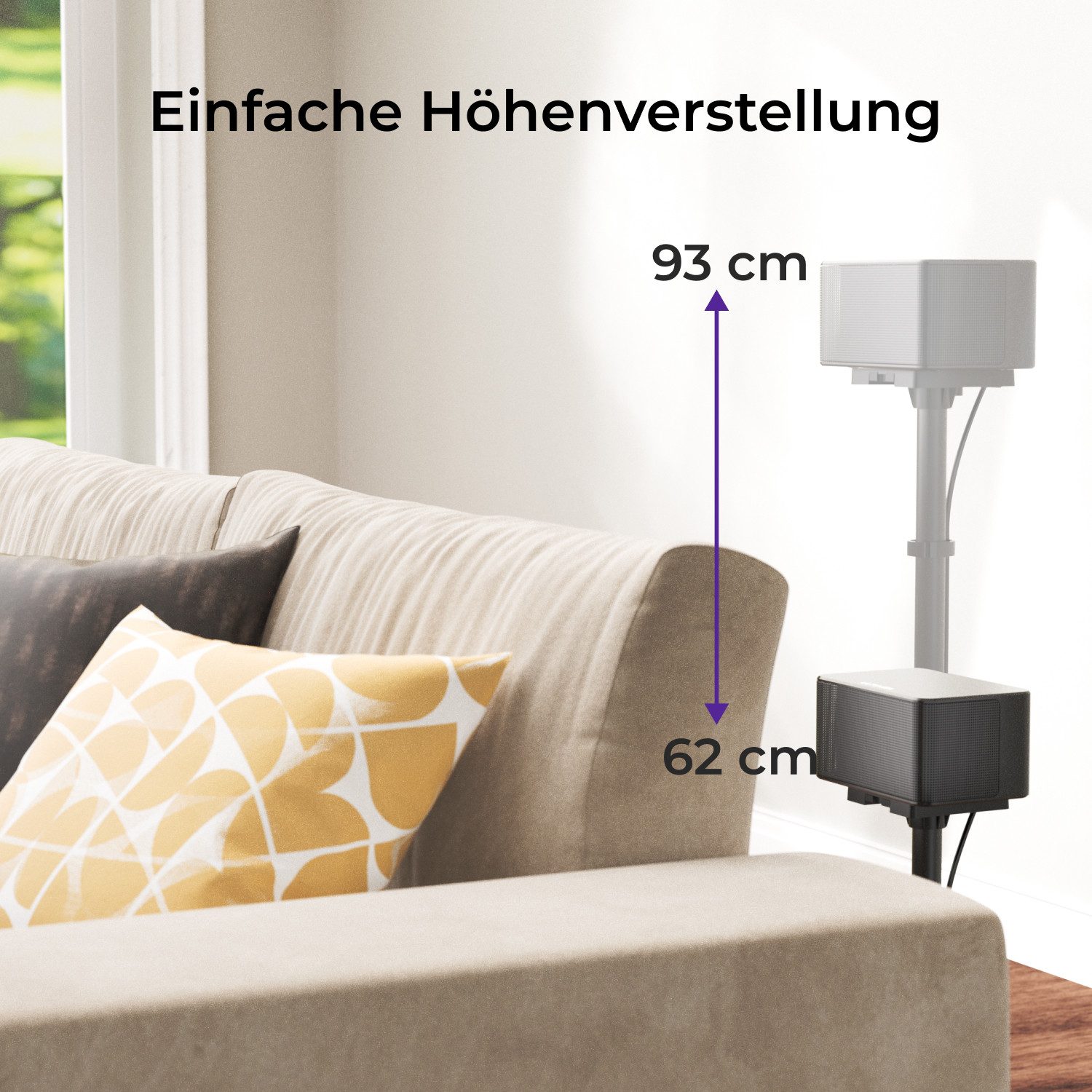 Ultimea Lautsprecherständer Steady 310 - 1 Paar Ständer für Poseidon und Skywave Serie Soundbar, (bis 36,6 Zoll, Ausziehbar von 62 cm bis 93 cm, Freistehende Ohrenhöhe Surround Sound)