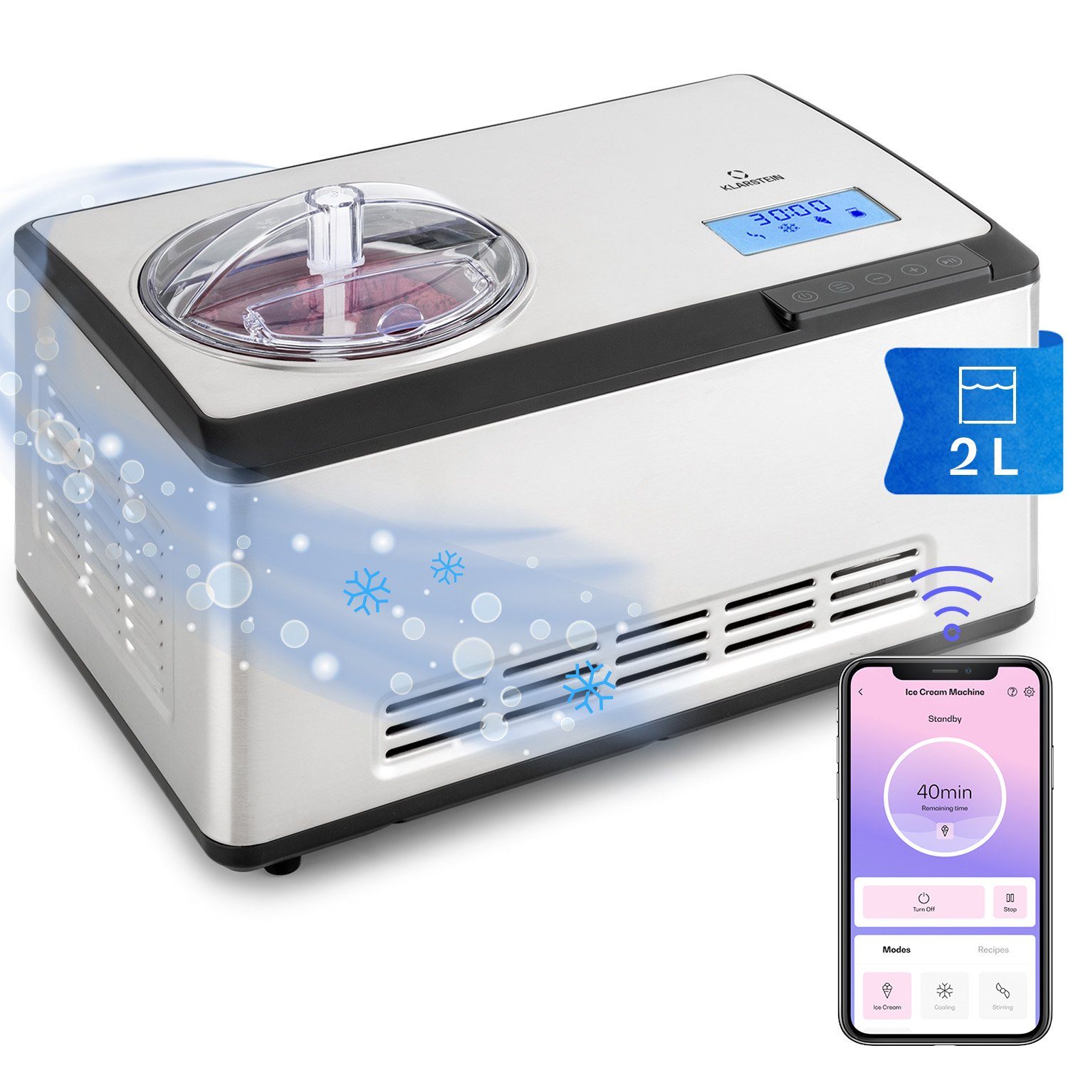 Klarstein Eismaschine Dolce Bacio Smart, 180 W