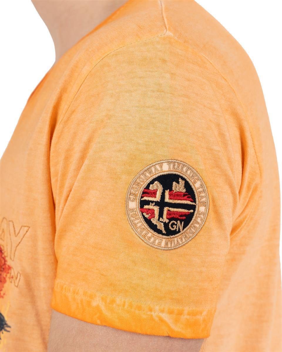 Used Look Geo Men T-Shirt (1-tlg) Kurzarm Casual im Norway bajoasis orange Shirt