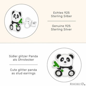 Monkimau Paar Ohrstecker Panda Ohrringe aus 925 Silber (Packung)