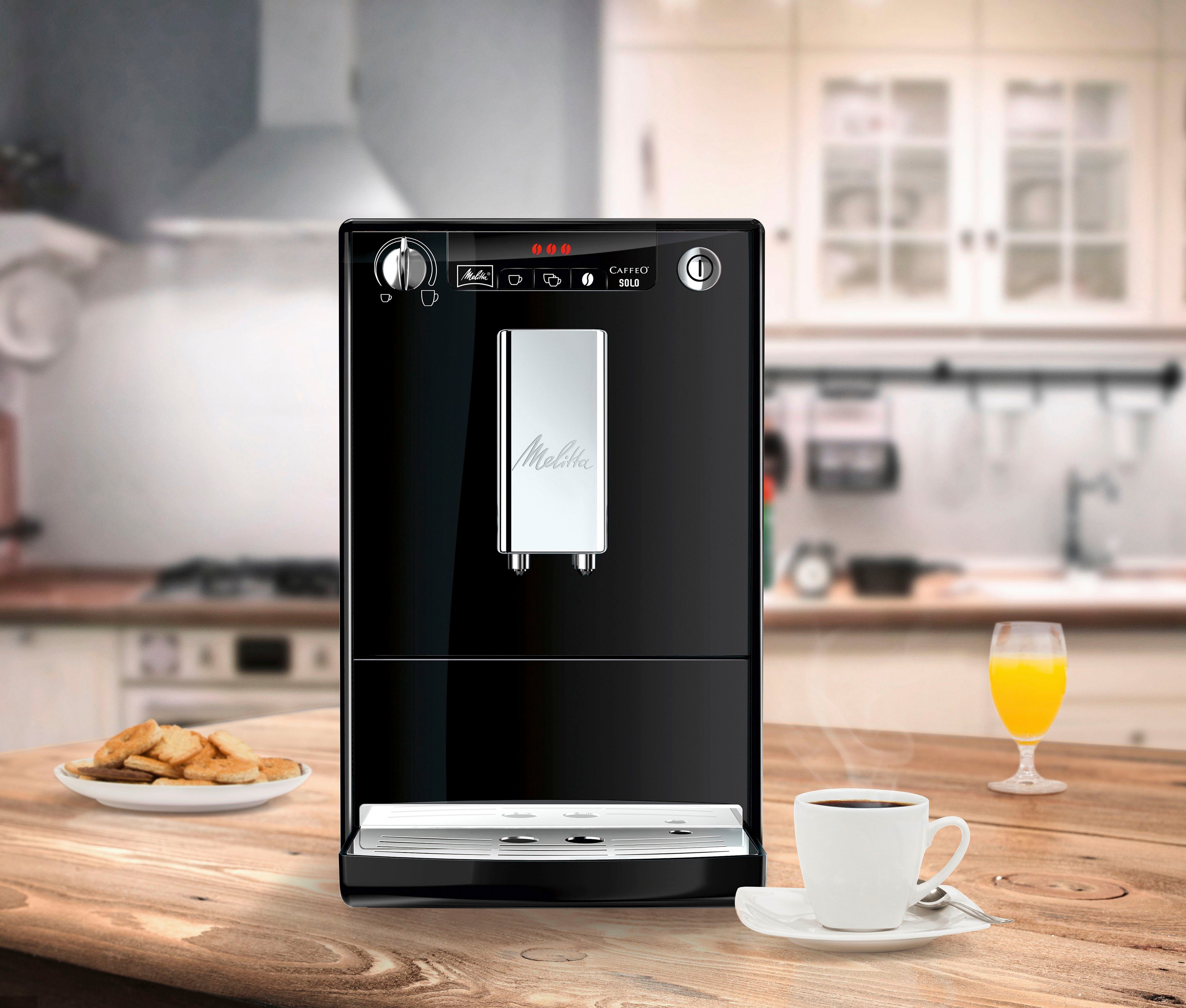 Melitta Kaffeevollautomat 20cm schwarz, für crème Espresso, Perfekt breit Café nur E950-201, Solo® &