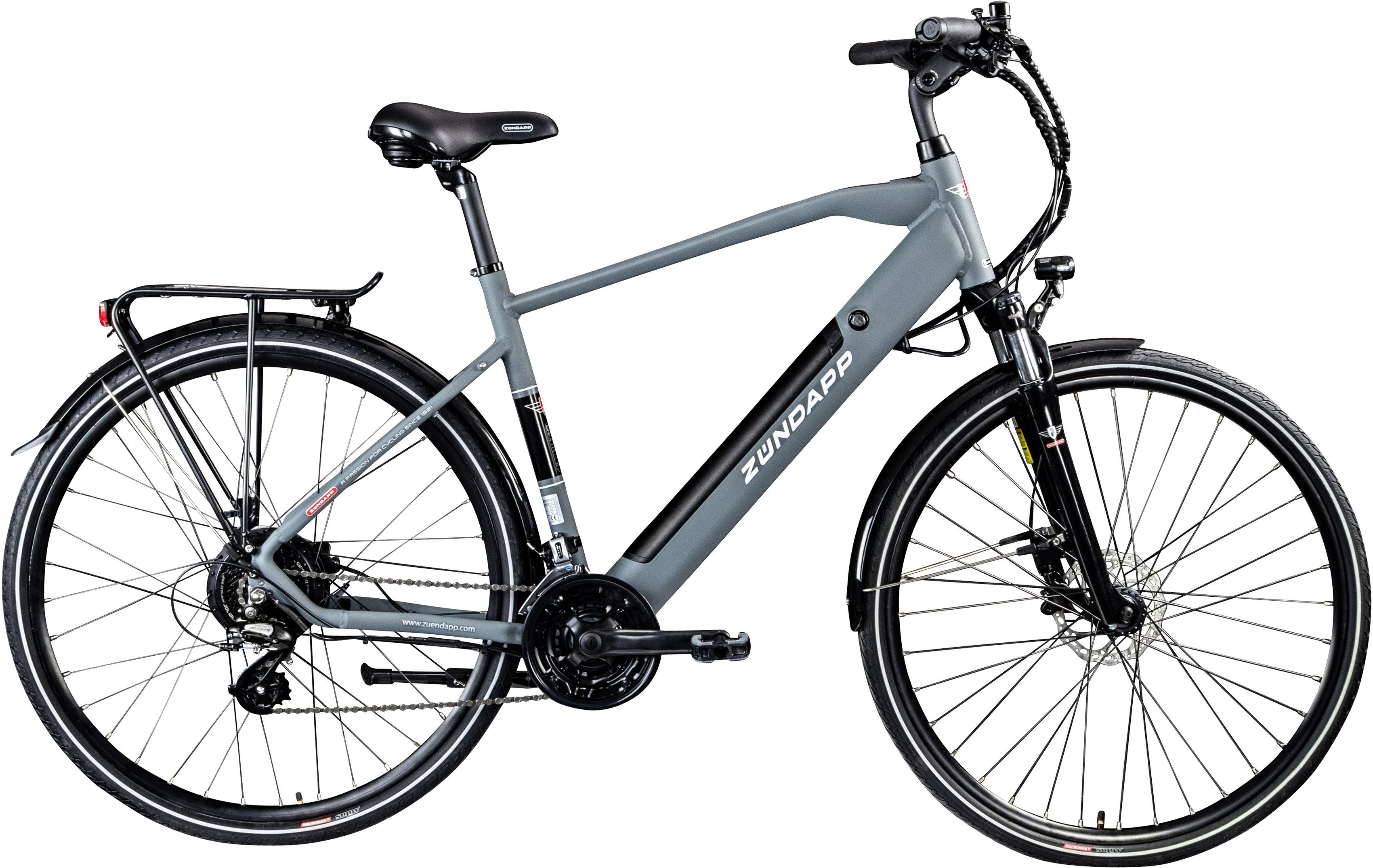 Zündapp E-Bike Z810, 24 Gang Shimano Altus RD-M310 Schaltwerk, Kettenschaltung, Heckmotor, 417,6 Wh Akku, Pedelec, Elektrofahrrad für Herren, Trekkingrad