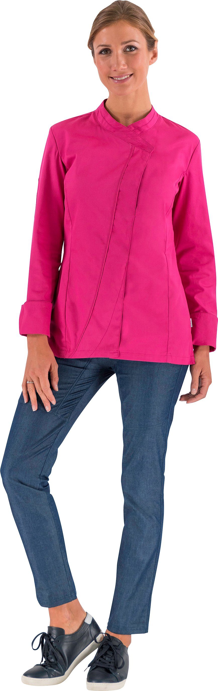 Lafont Kochjacke Damen mit verdeckten Kreuzverschluss ROSA Druckknöpfen "Saffron" Langarm