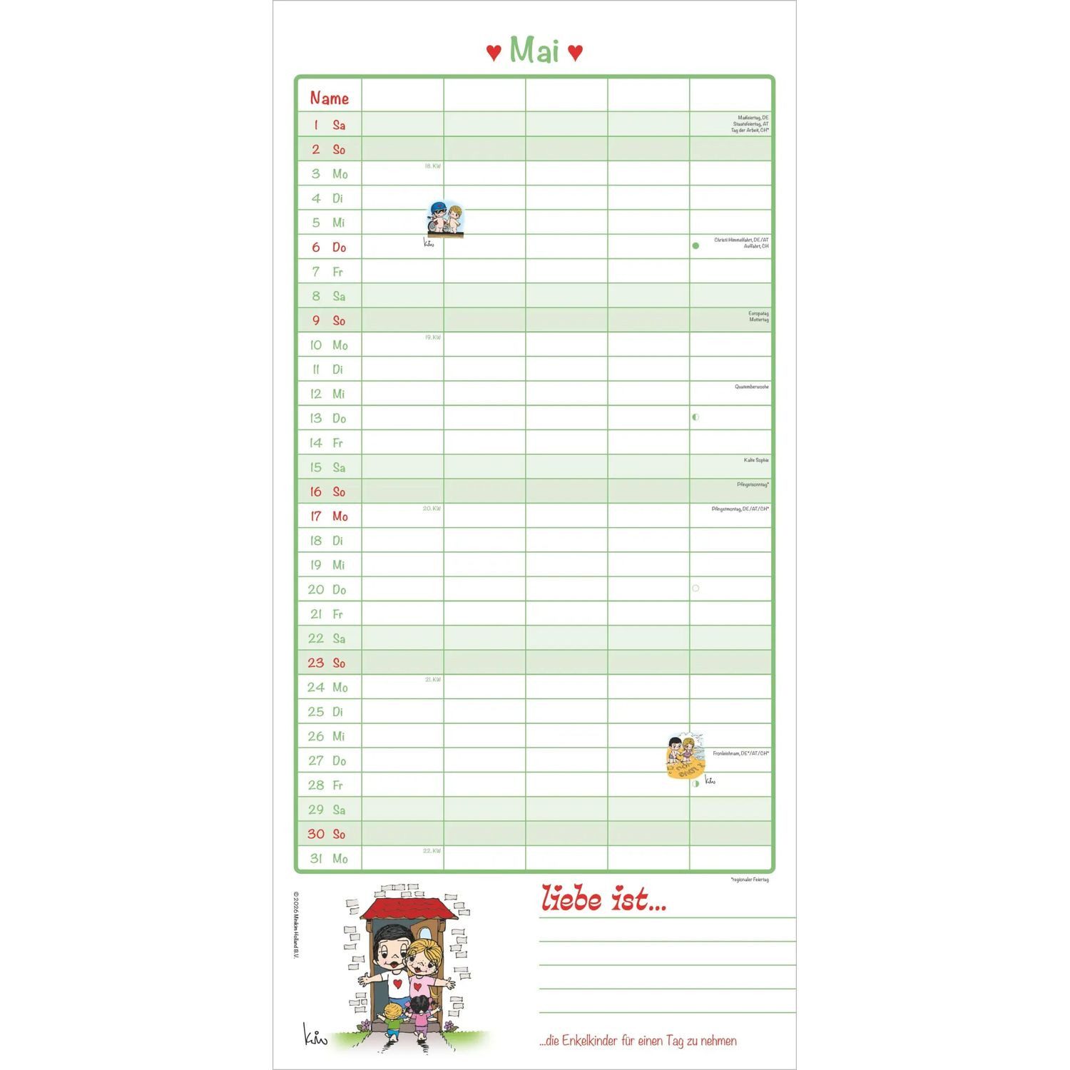 Wandkalender Liebe ist... Familientermine 2027 – Bild 4 von 5